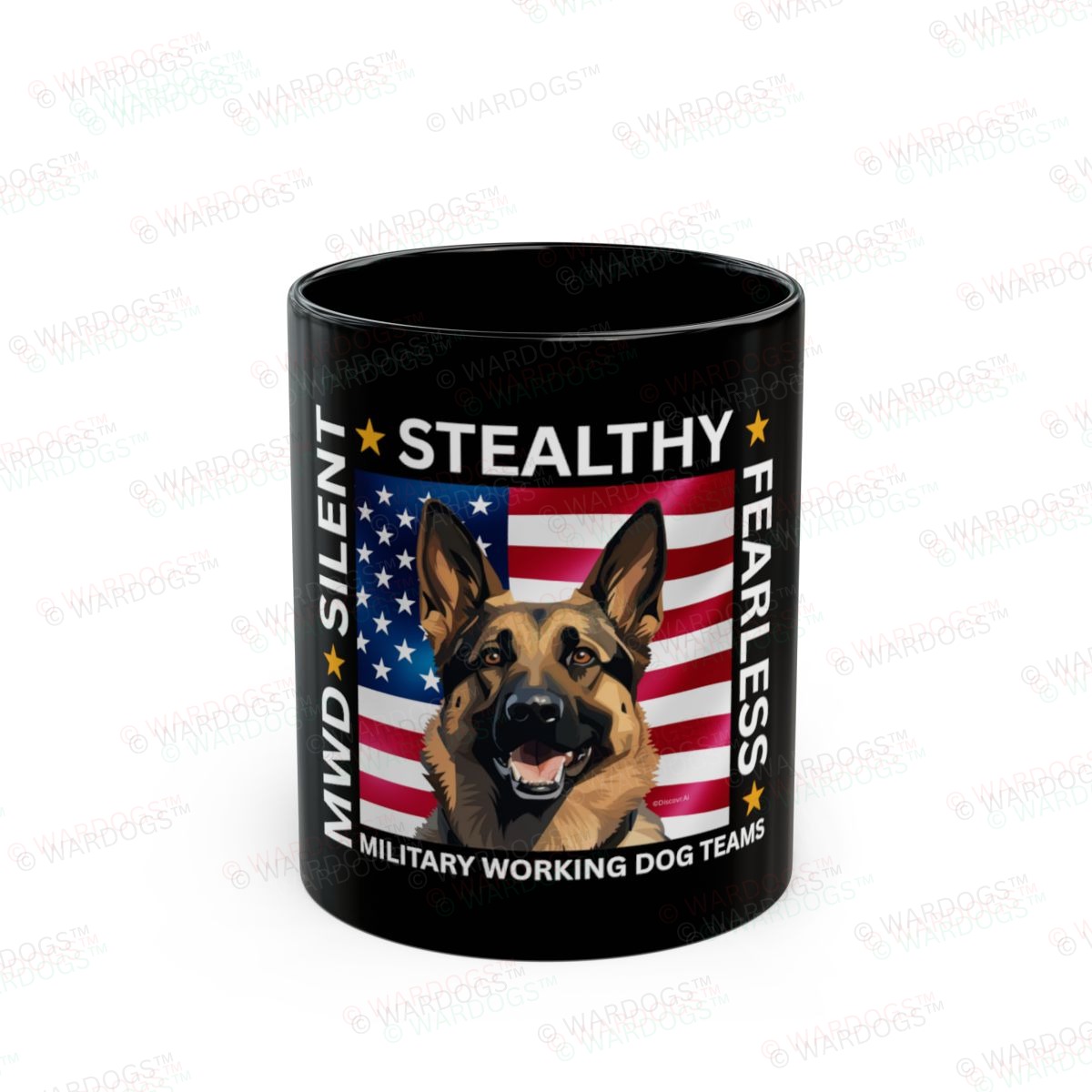 Military Working Dogs Fearless Black Ceramic Mug — (11oz/15oz)