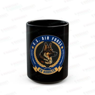 U.S. Air Force K9 Handler Black Mug — Military Working Dog Coffee Cup