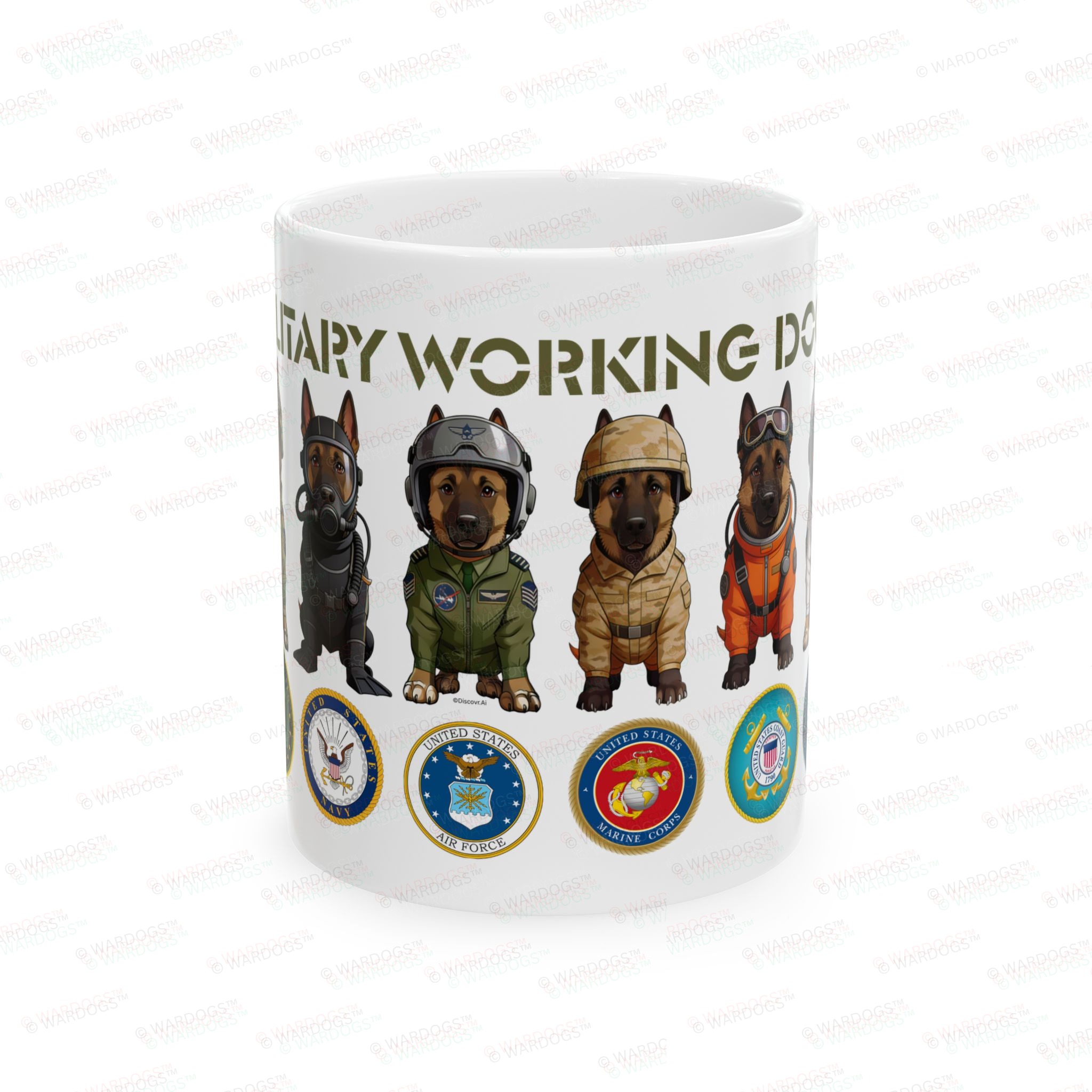 Military Working Dog Mug – K9 Service Branches Ceramic Coffee Cup (11oz/15oz)