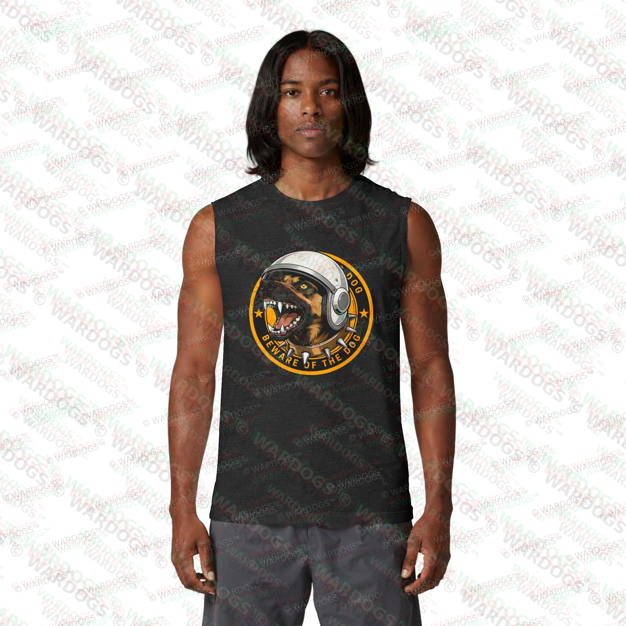 "Beware of the Dog" Astronaut Muscle Tank - US Space Force K9 - Image 11