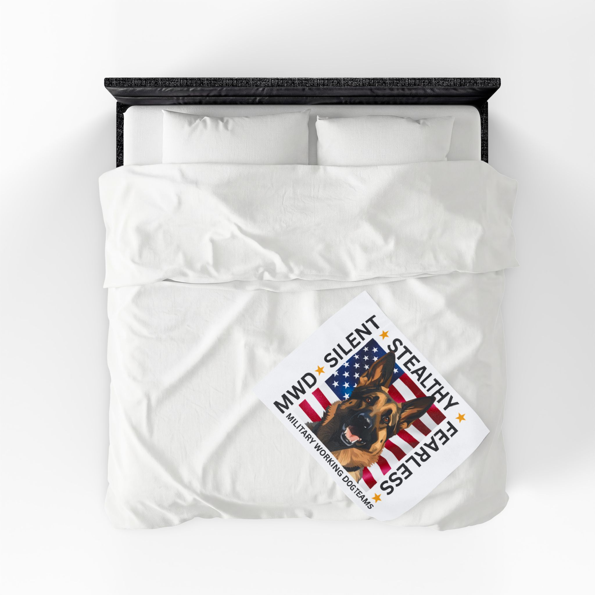 Copy of Velveteen Plush Blanket — Military Working Dog K9 Design with American Flag ("Silent, Stealthy, Fearless") - Image 9