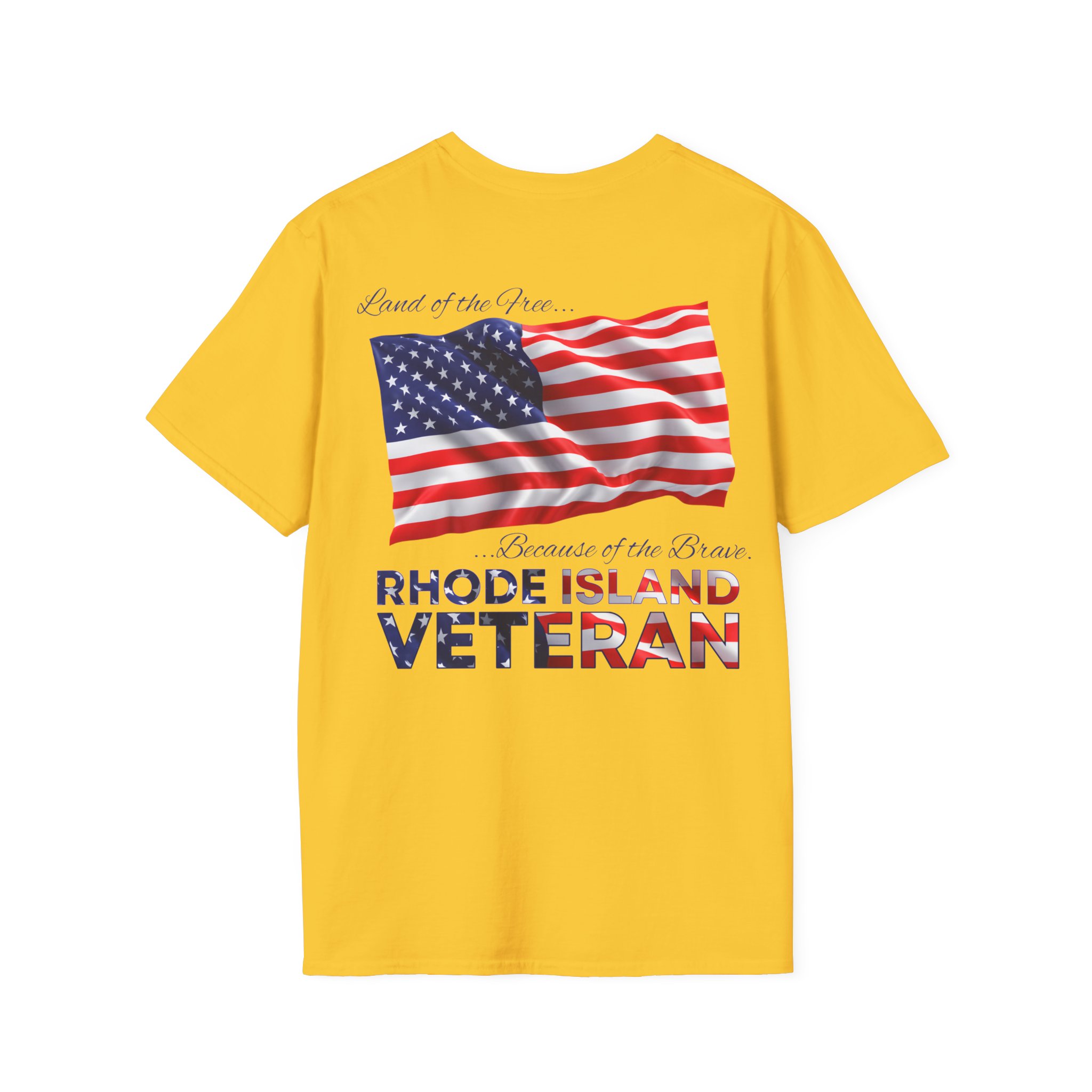 Rhode Island Veteran T-Shirt — Home of the Brave American Flag Memorial Tee - Image 4