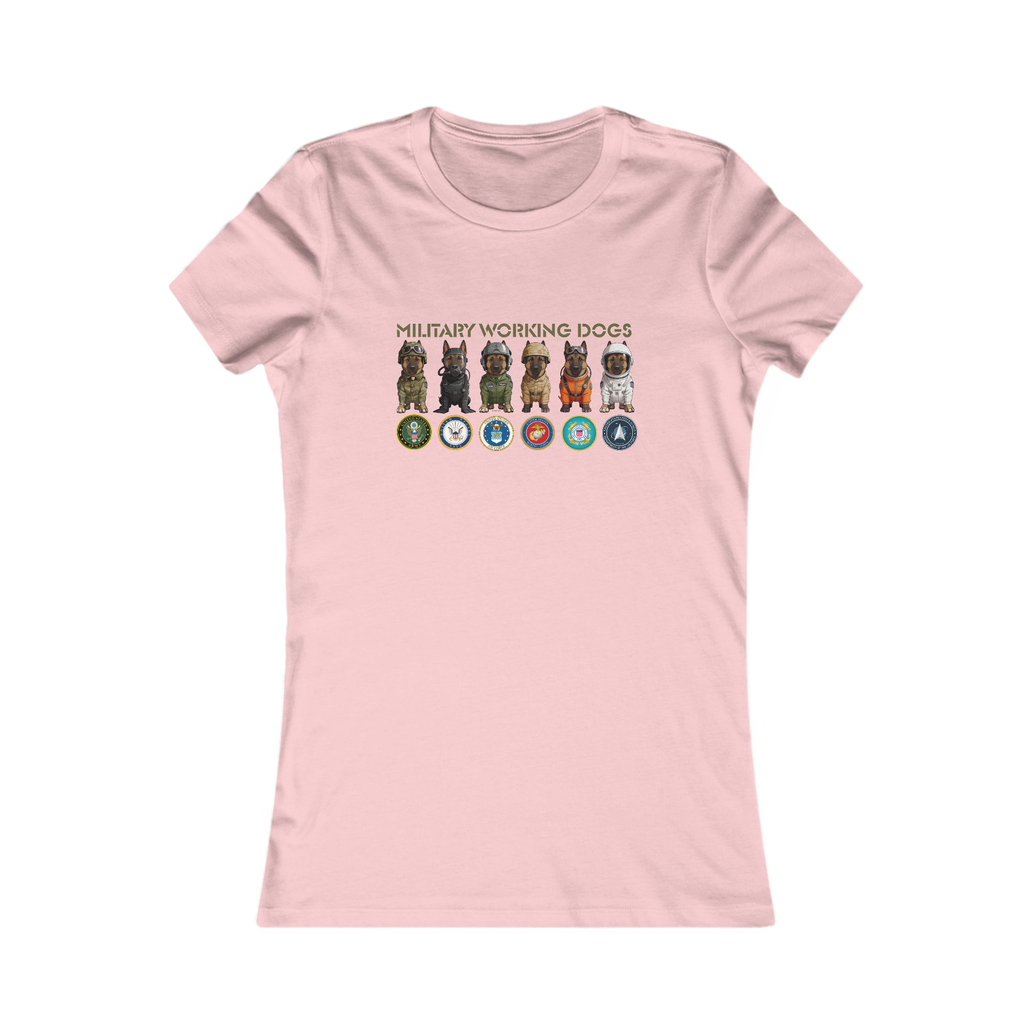 Military Working Dogs Women's Tee — Service Branch Badges & K9 Lineup - Image 13