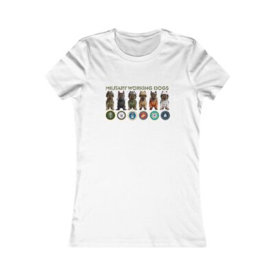 Military Working Dogs Women’s Tee — Service Branch Badges & K9 Lineup