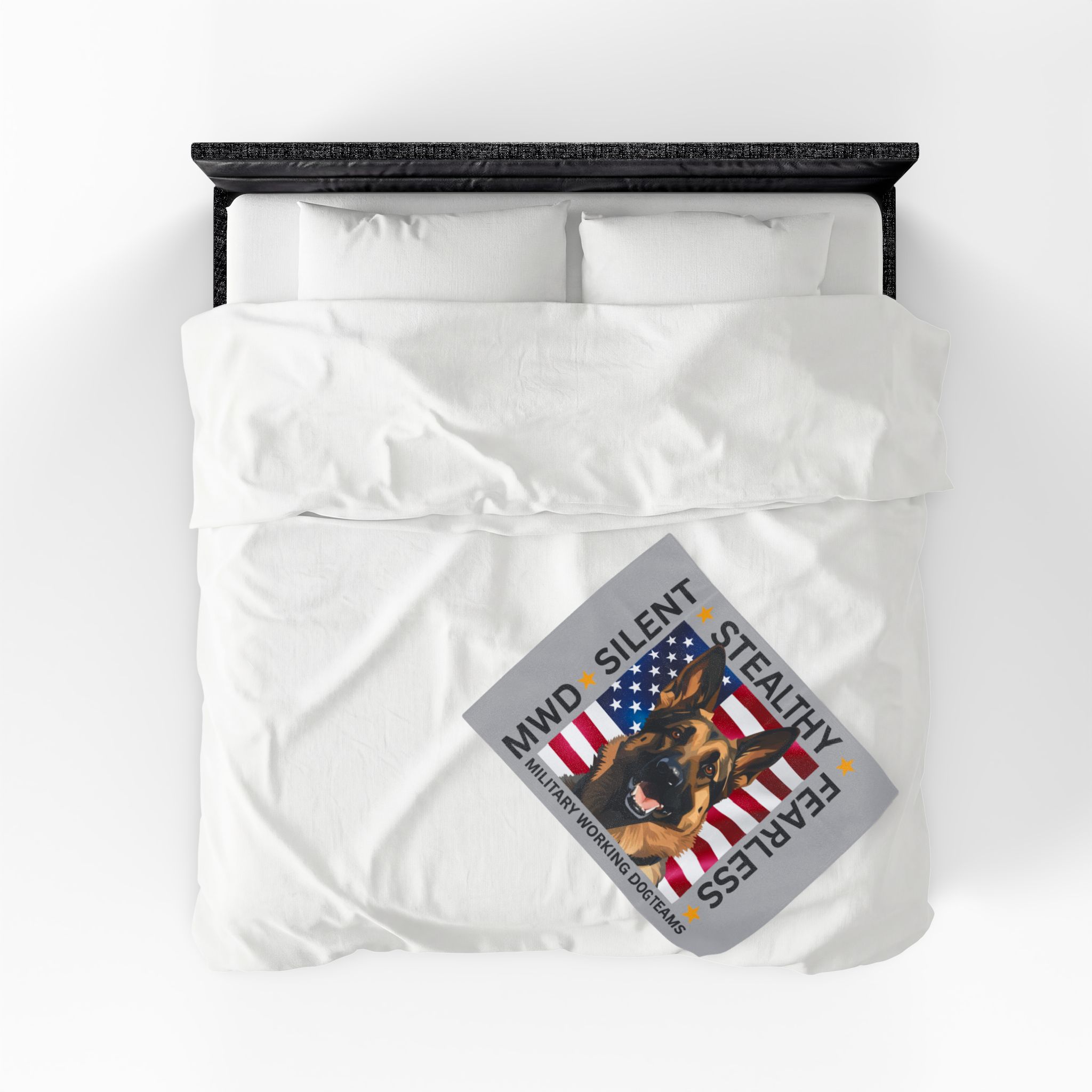Velveteen Plush Blanket — Military Working Dog K9 Design with American Flag ("Silent, Stealthy, Fearless") - Image 9