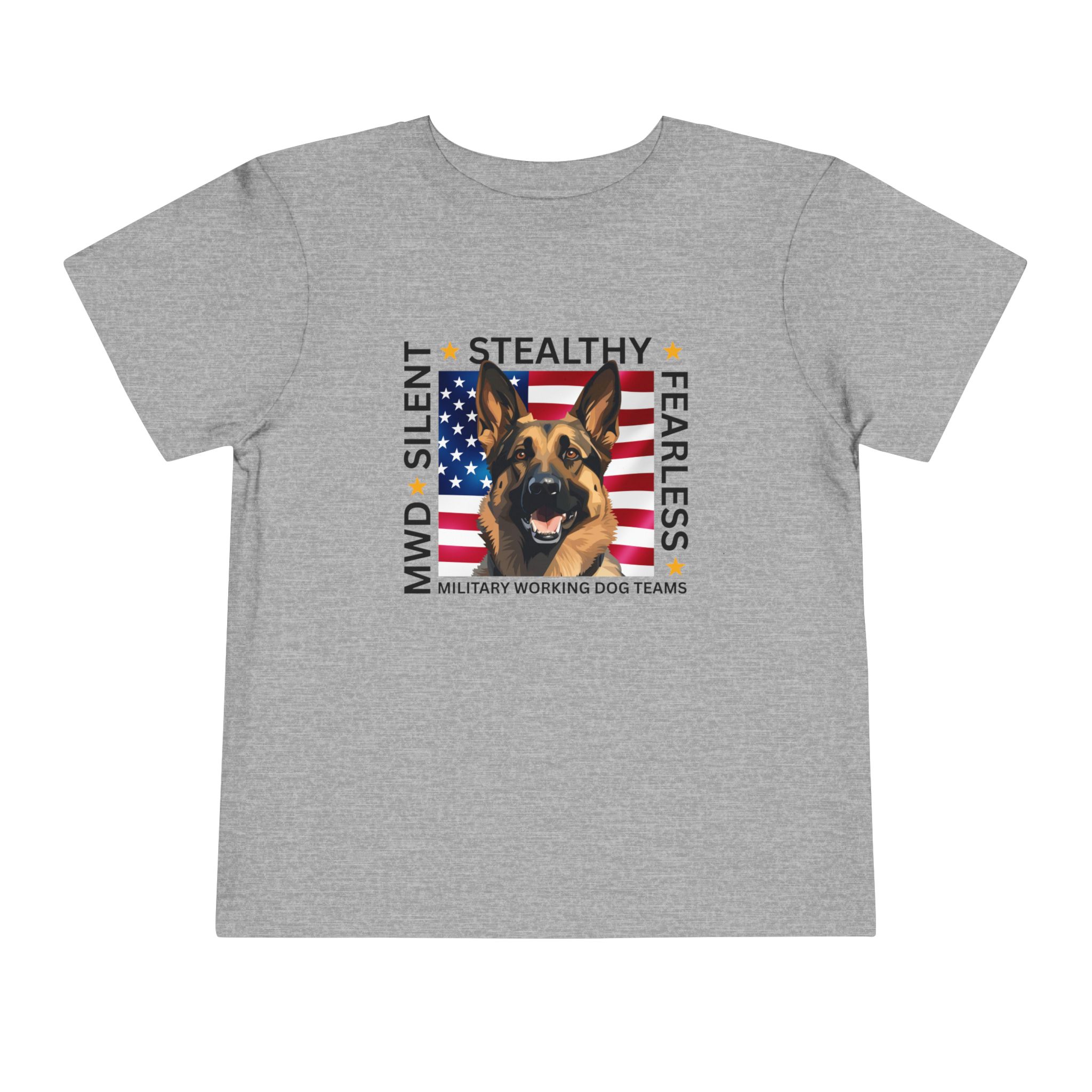 Toddler Tee — "Silent • Stealthy • Fearless" Military Working Dog American Flag - Image 11