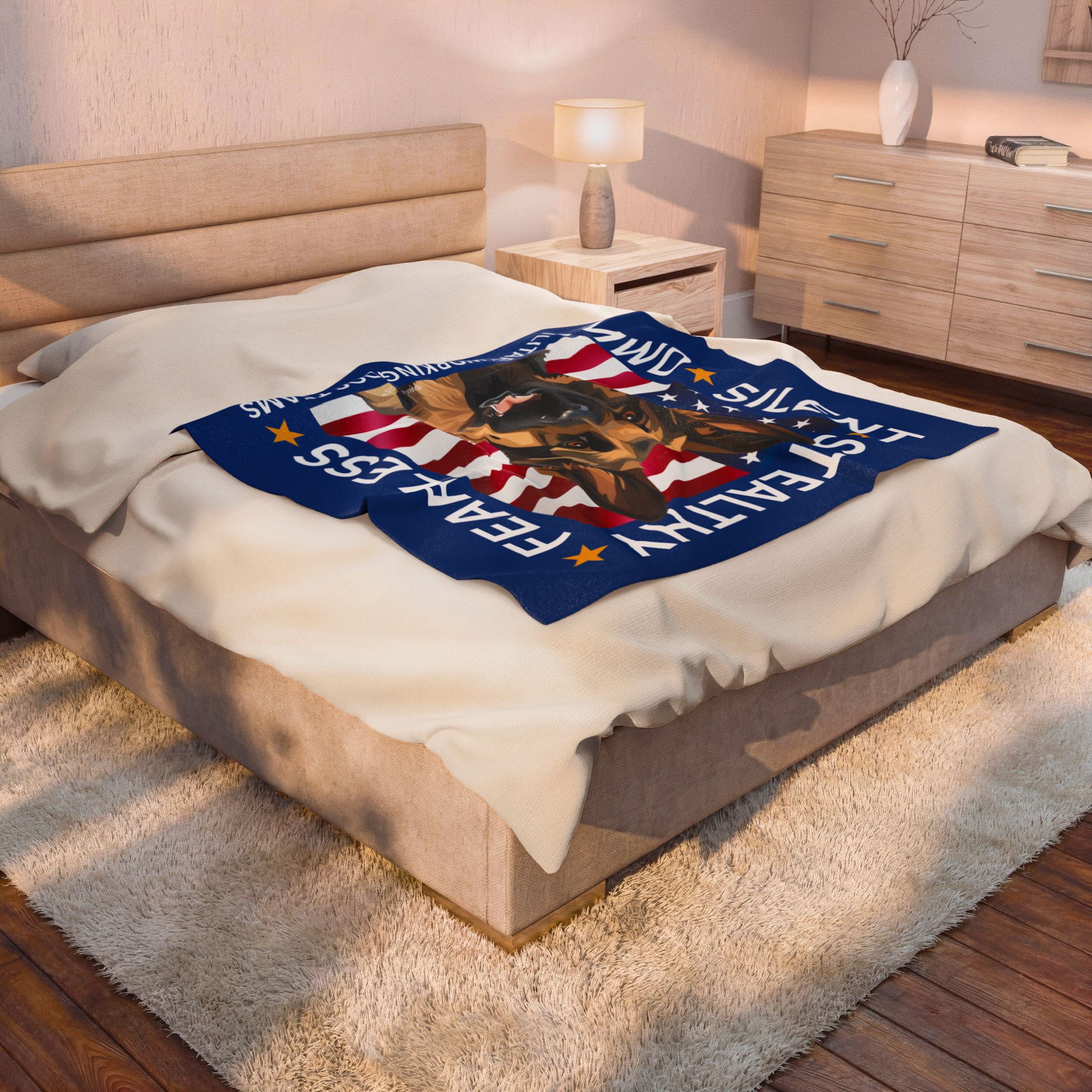 Velveteen Blanket - Silent. Stealthy. Fearless. German Shepherd Art. - Image 3