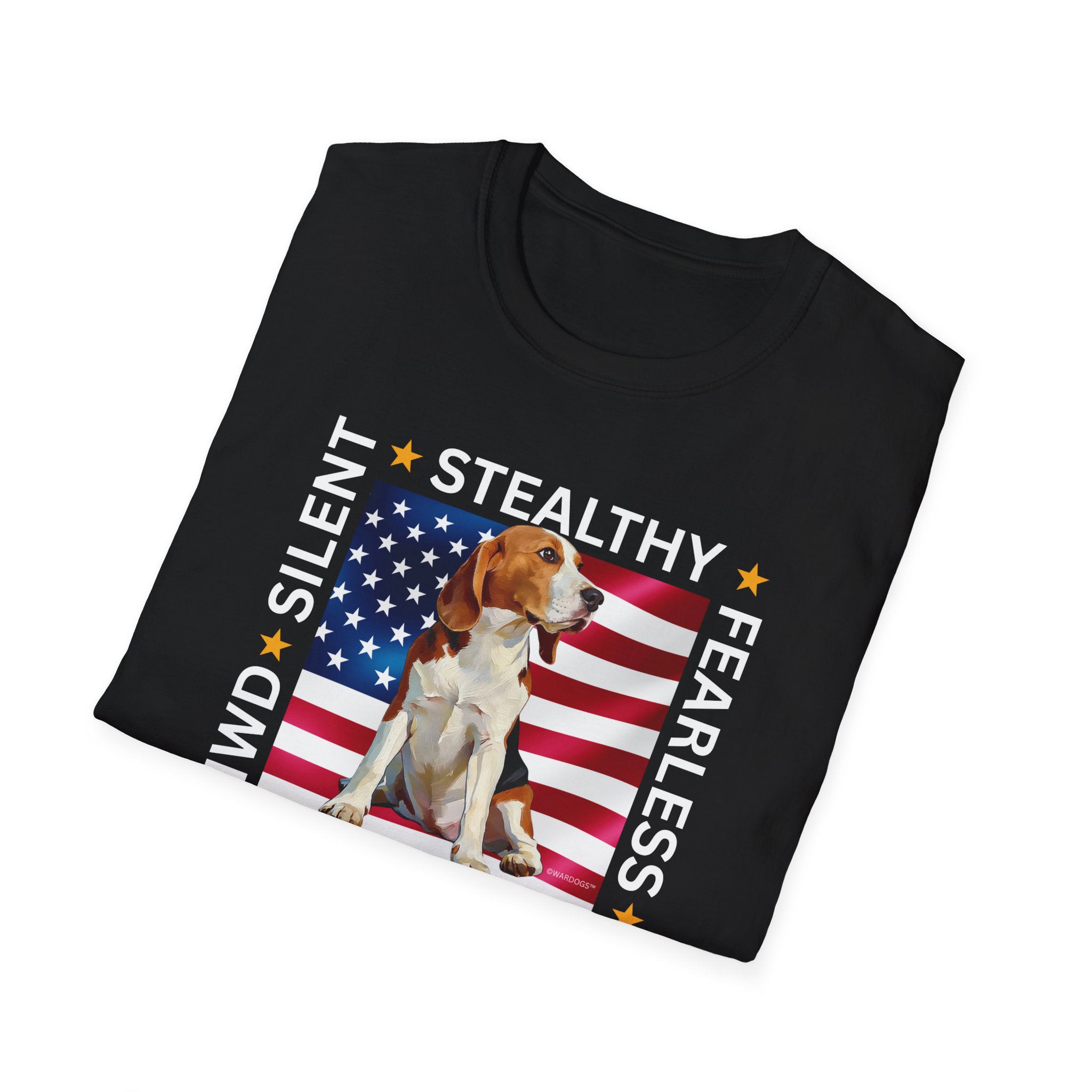 Copy of Military Working Dog T-Shirt — "MWD Silent • Stealthy • Fearless" American Flag K9 Tribute - Beagle - Image 6