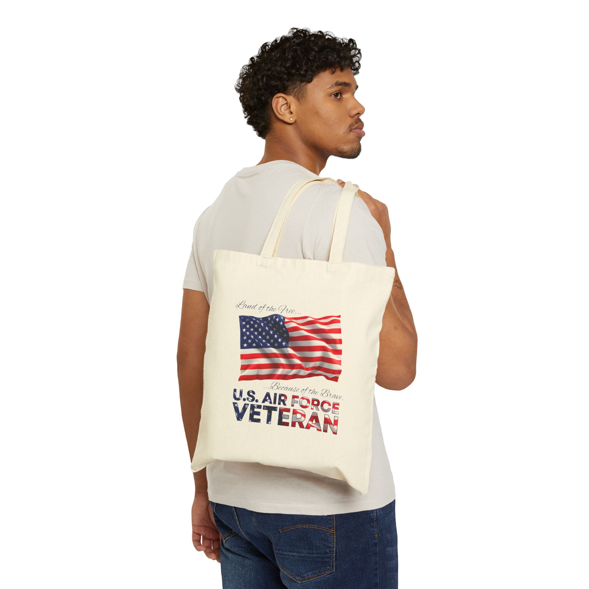 Land Of The Free Because Of The Brave - Air Force Veteran Tote Bag - Image 3