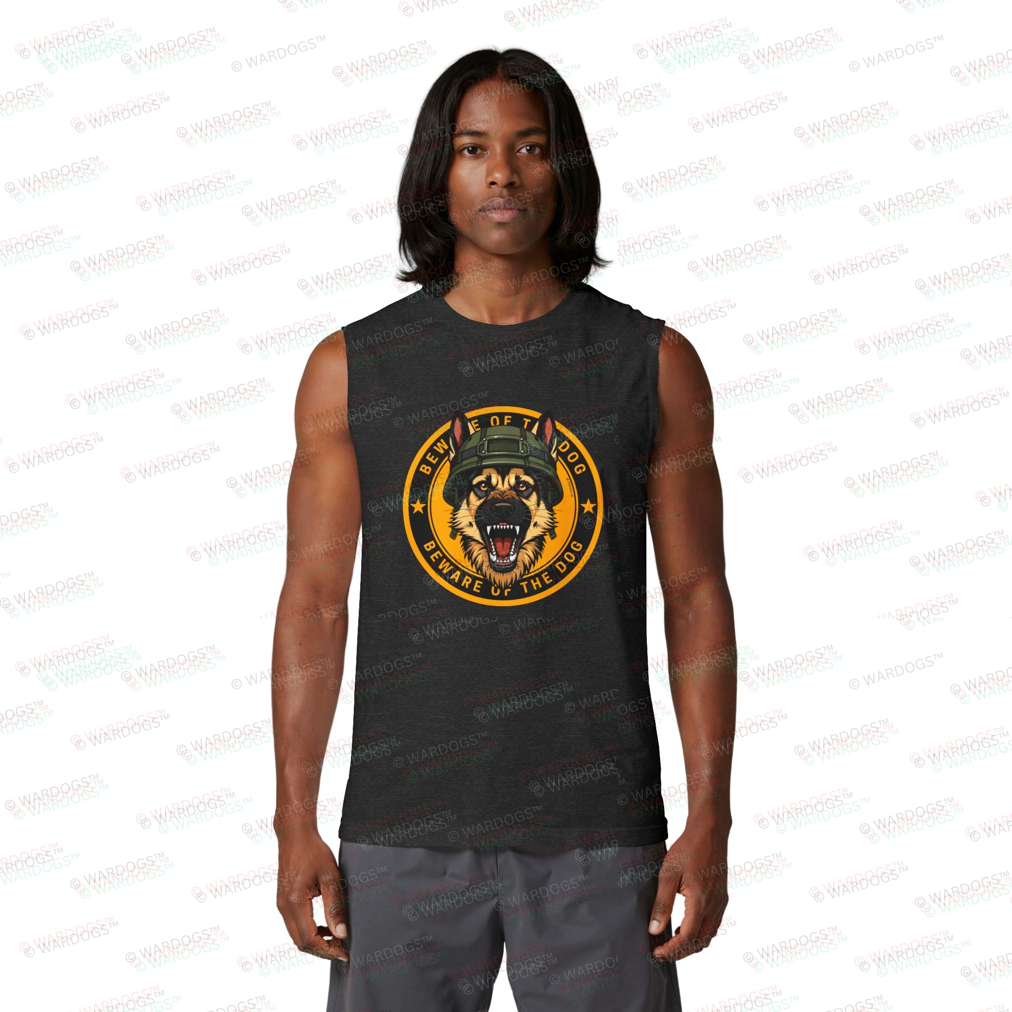 Beware The Dog Muscle Tank — K9 Graphic Tank Top | US ARMY - Image 9