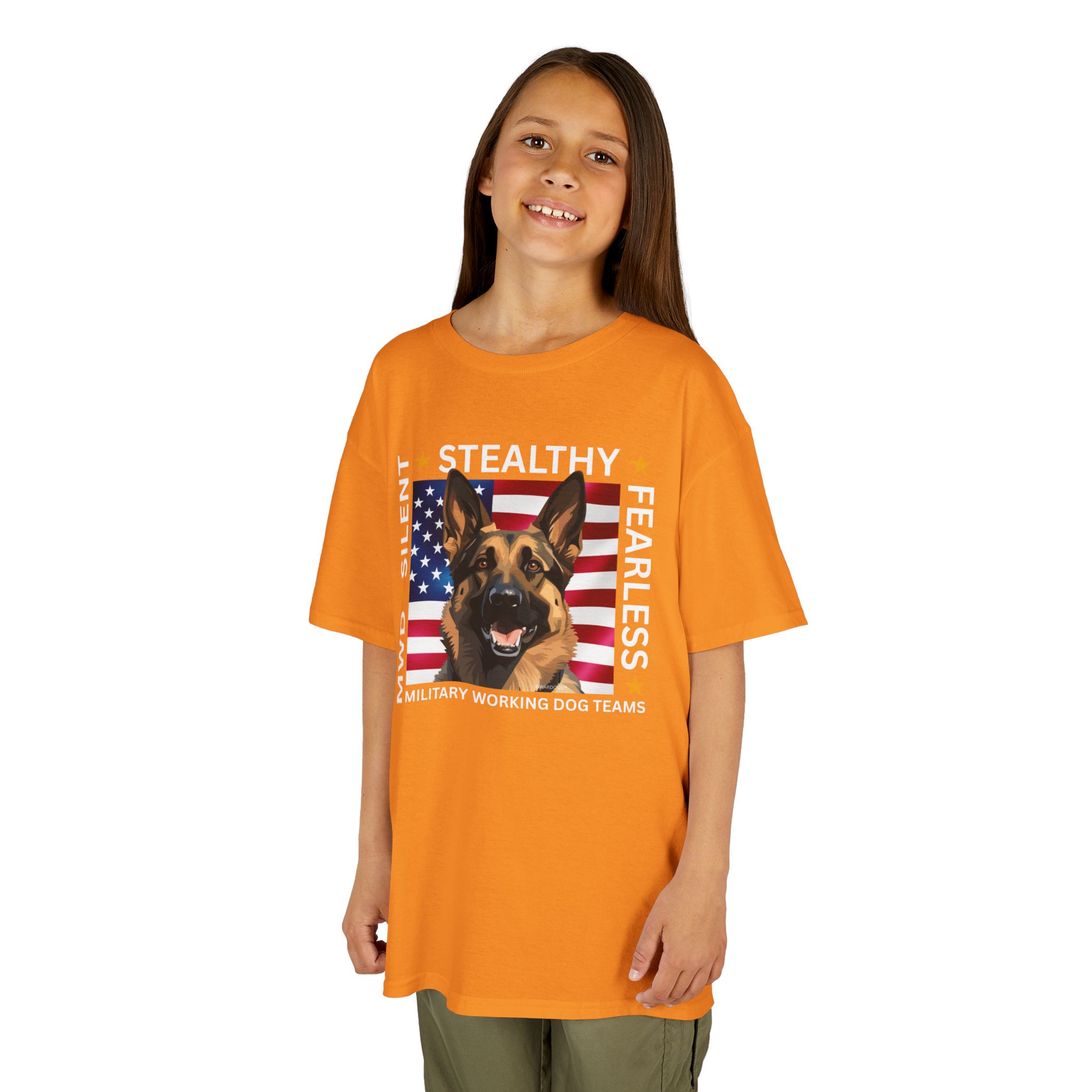 Kids Military Working Dog Tee — "Silent • Stealthy • Fearless" American Flag K9 Shirt - Image 9