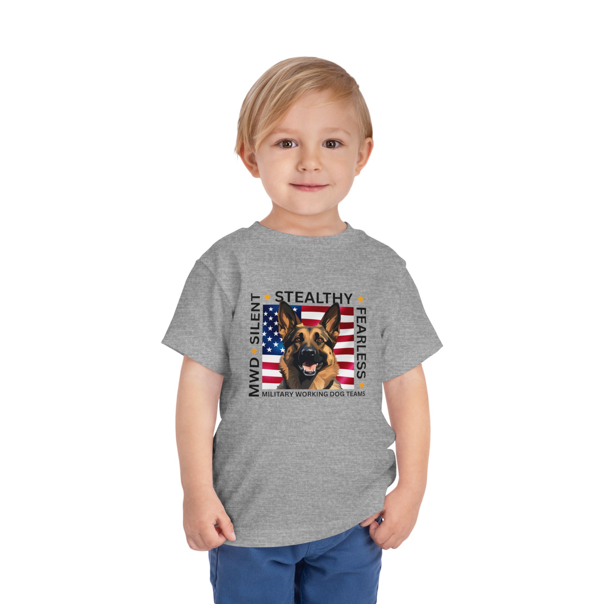 Toddler Tee — "Silent • Stealthy • Fearless" Military Working Dog American Flag - Image 12