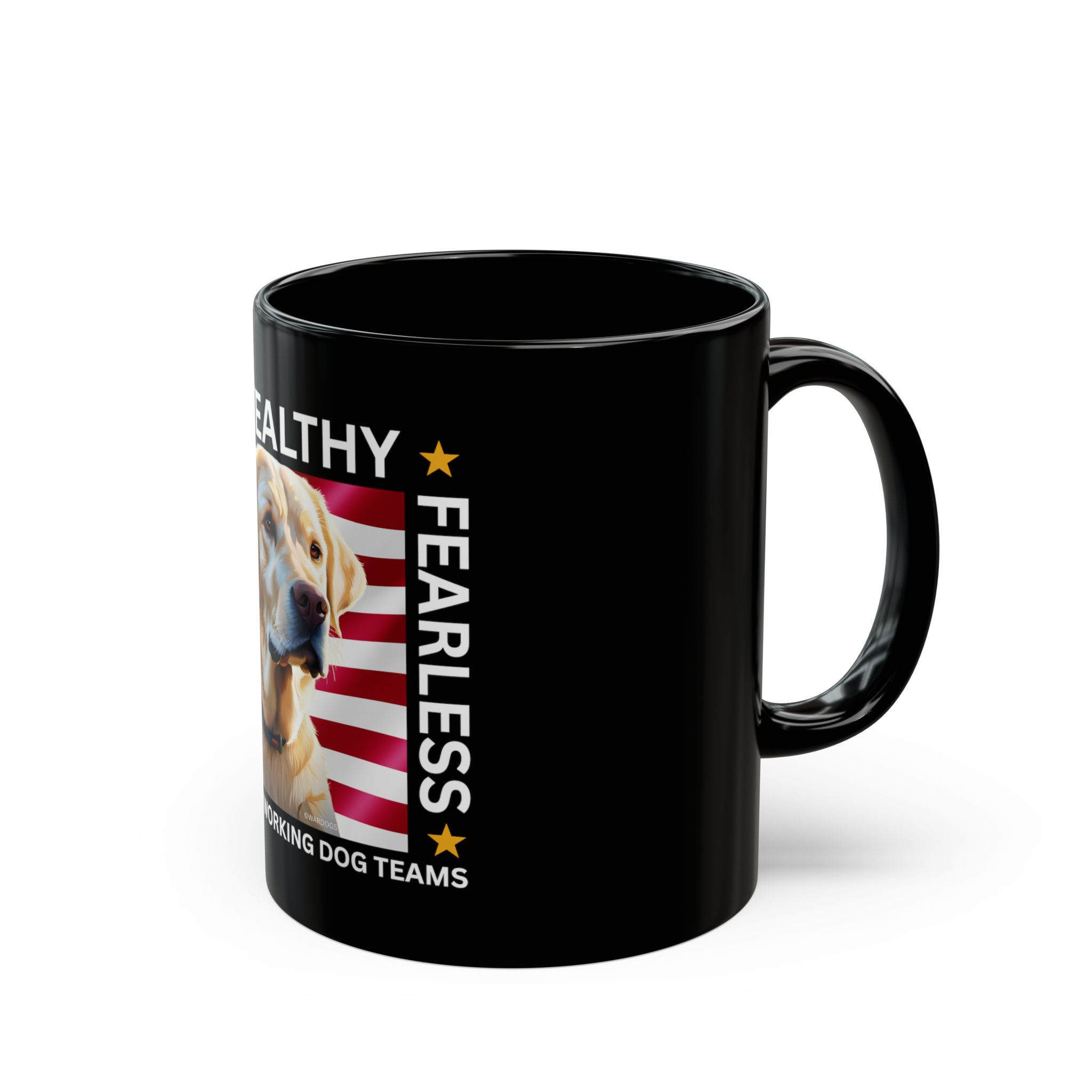 MWD "FEARLESS" Mug — Military K9 Coffee Cup (11oz/15oz) Yellow Lab - Image 2