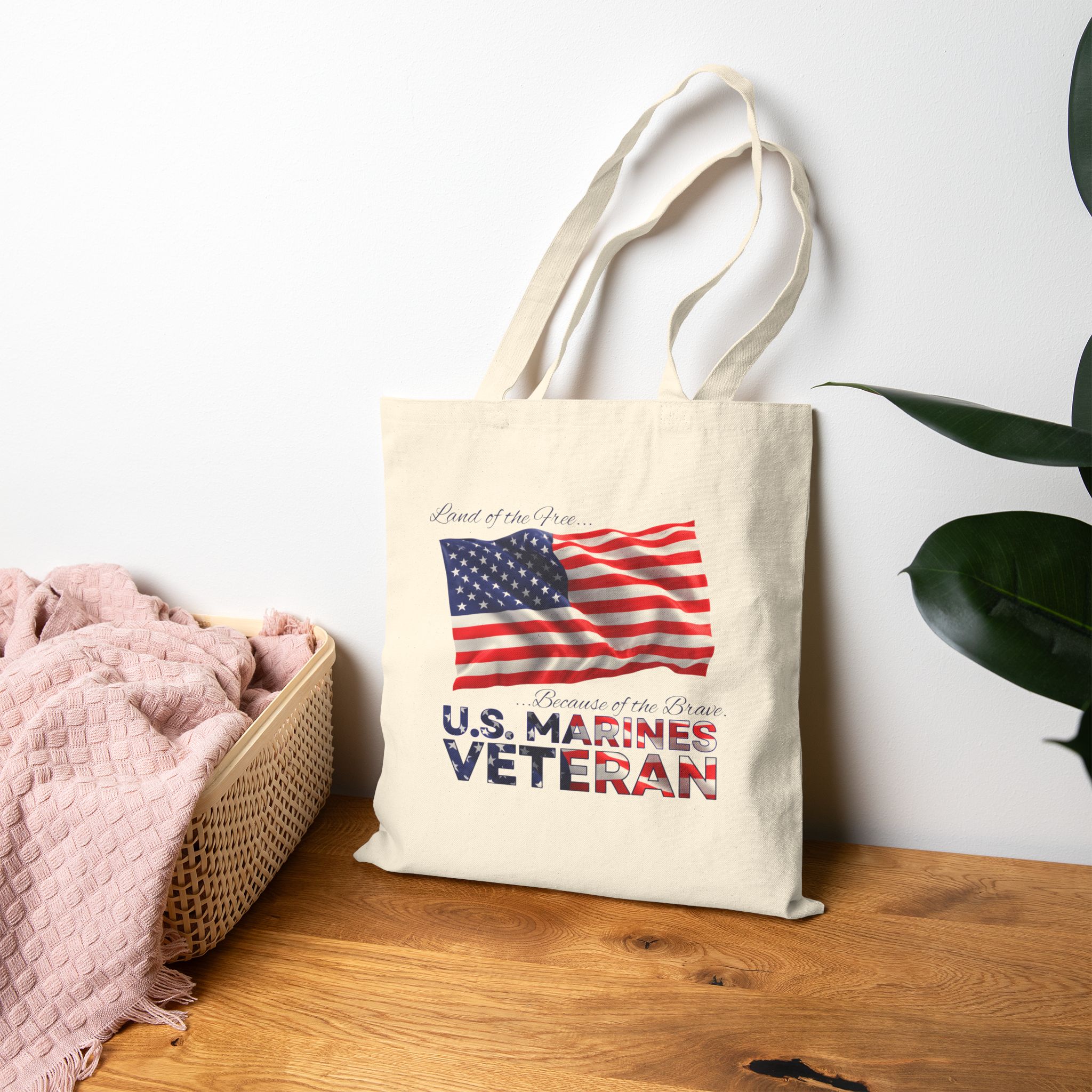 Land Of The Free Because Of The Brave - Marines Veteran Tote Bag