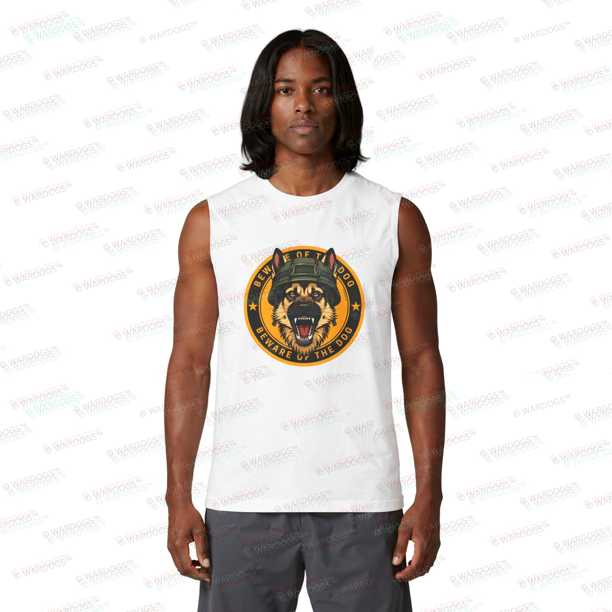 Beware The Dog Muscle Tank — K9 Graphic Tank Top | US ARMY - Image 6