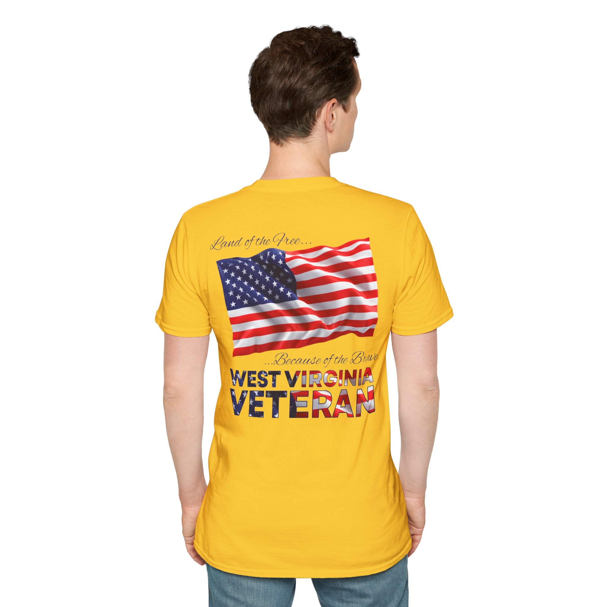 West Virginia Veteran T-Shirt — Home of the Brave American Flag Memorial Tee - Image 2