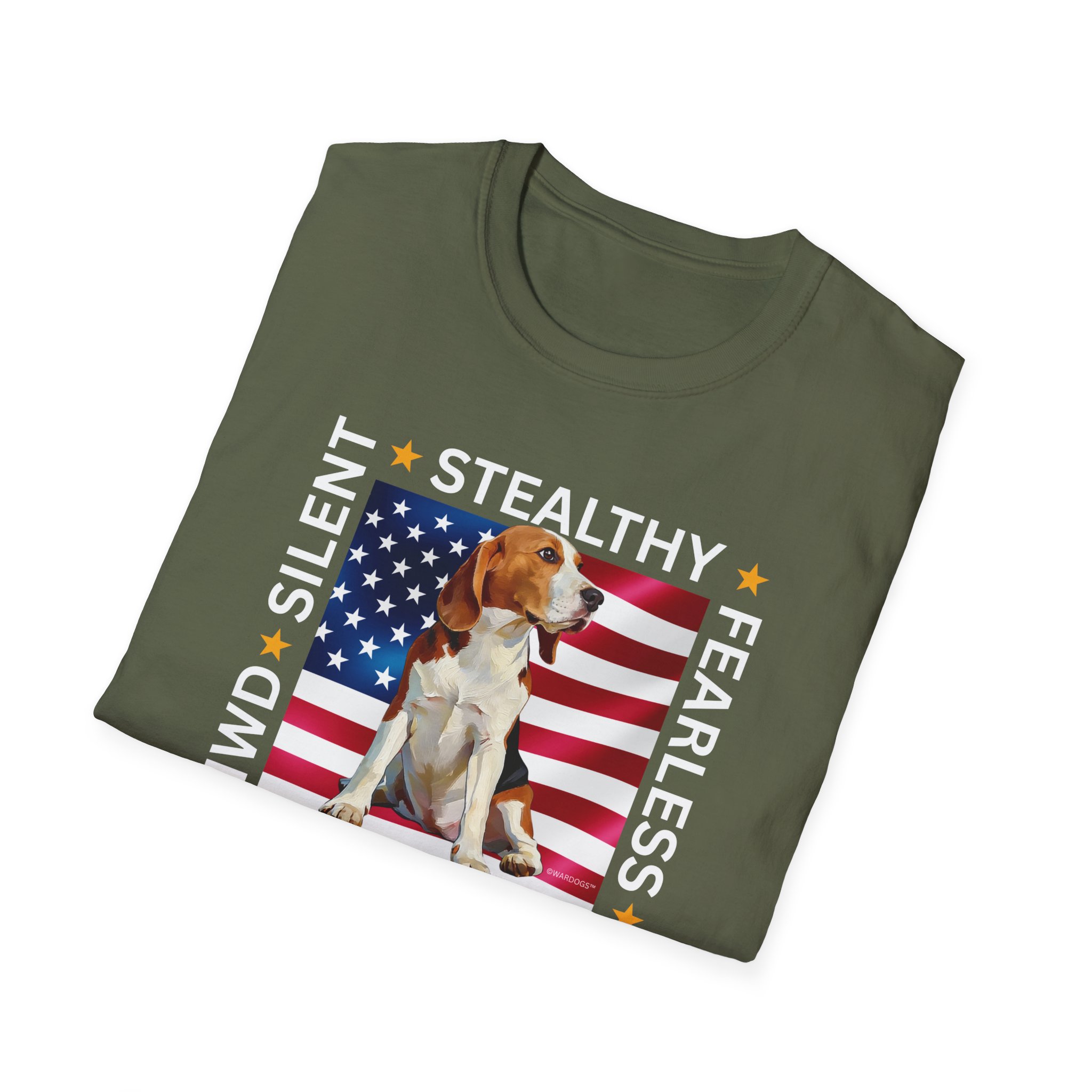 Copy of Military Working Dog T-Shirt — "MWD Silent • Stealthy • Fearless" American Flag K9 Tribute - Beagle - Image 10