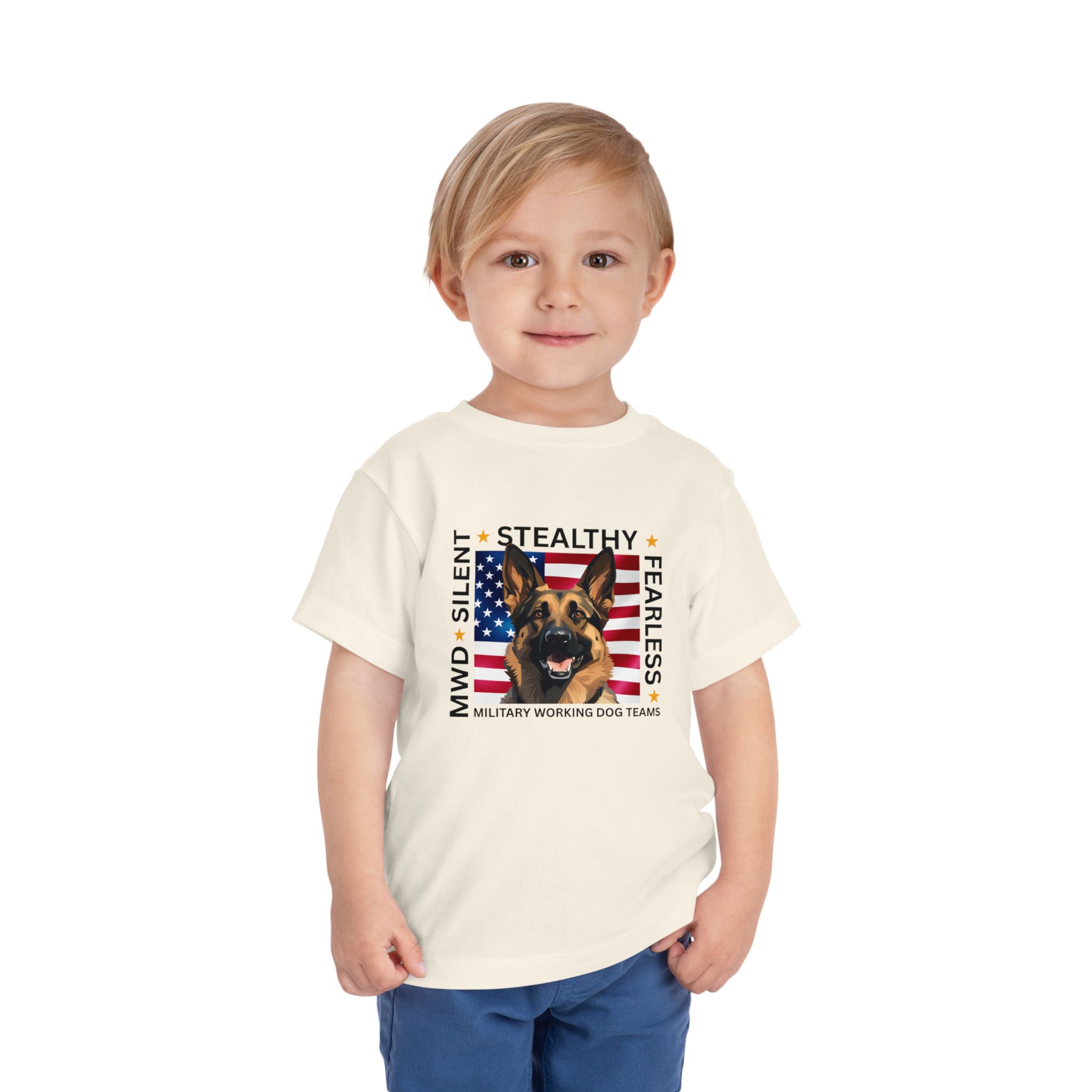 Toddler Tee — "Silent • Stealthy • Fearless" Military Working Dog American Flag - Image 8