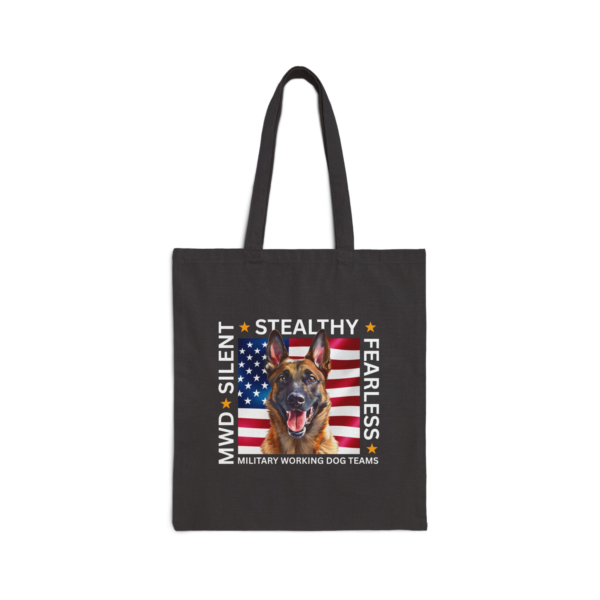 Silent. Stealthy. Fearless. Canine Belgian Malinois Tote Bag - Both Sides Printed! - Image 4