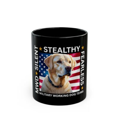 MWD “FEARLESS” Mug — Military K9 Coffee Cup (11oz/15oz) Yellow Lab