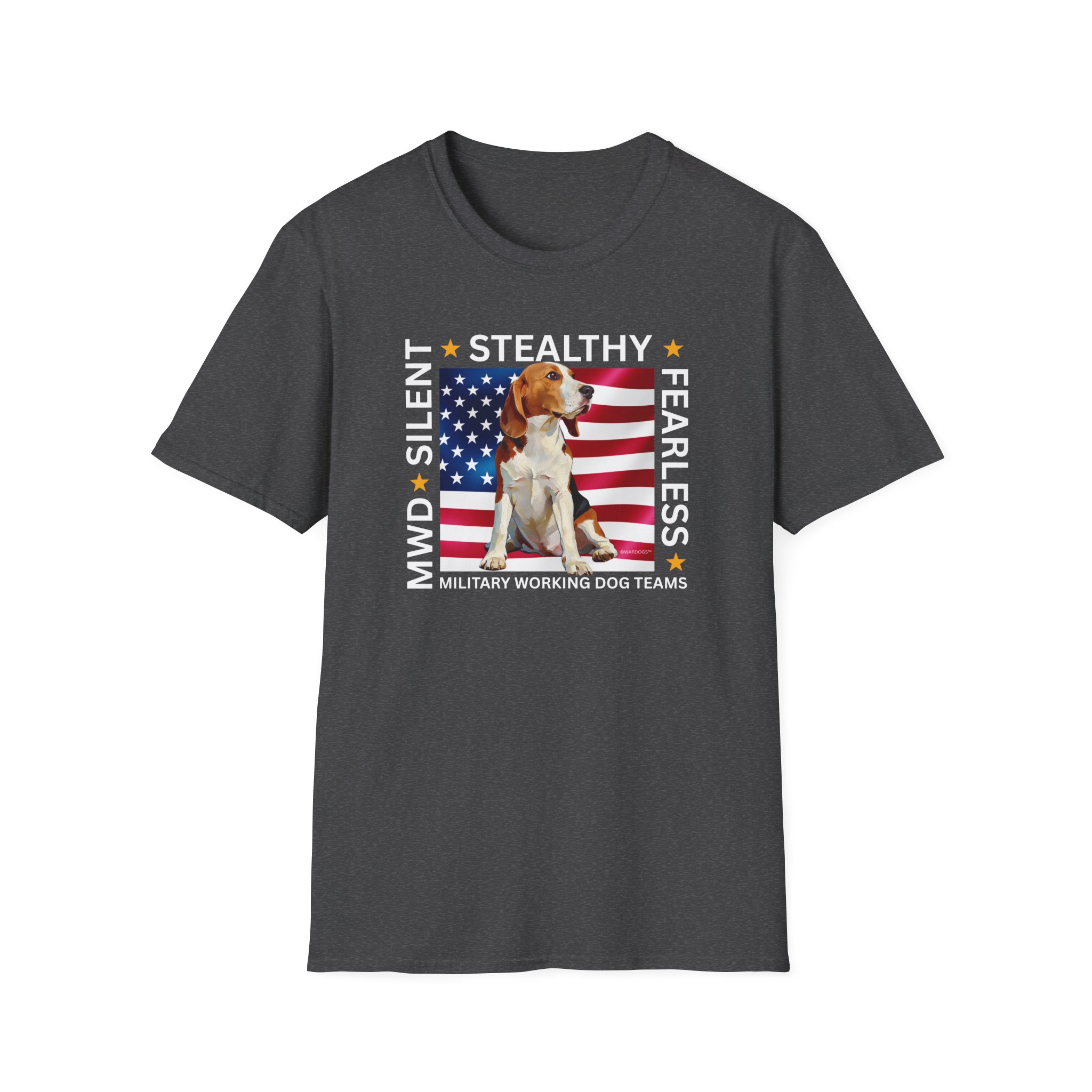 Copy of Military Working Dog T-Shirt — "MWD Silent • Stealthy • Fearless" American Flag K9 Tribute - Beagle - Image 13
