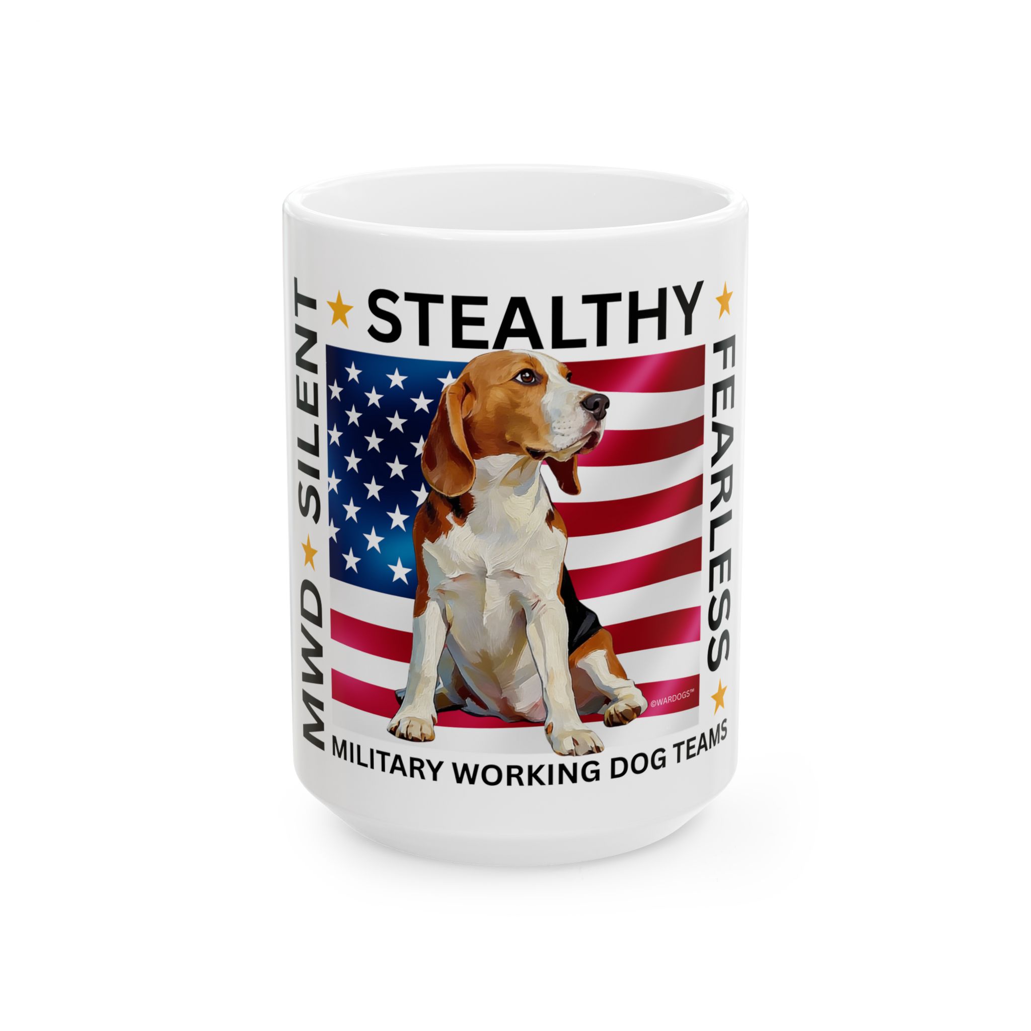 MWD "FEARLESS" Mug — Military K9 Coffee Cup (11oz/15oz) Beagle