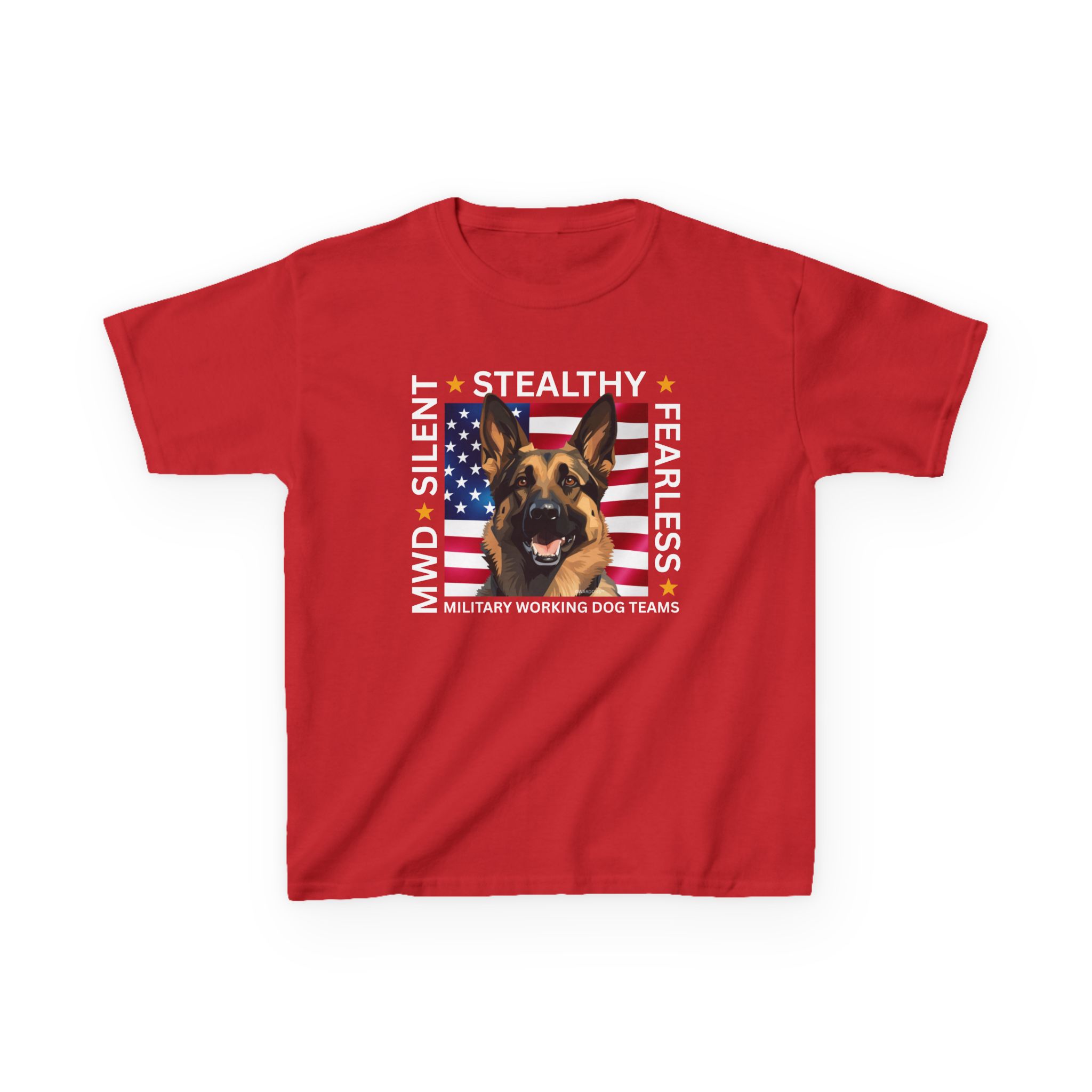 Kids Military Working Dog Tee — "Silent • Stealthy • Fearless" American Flag K9 Shirt - Image 26