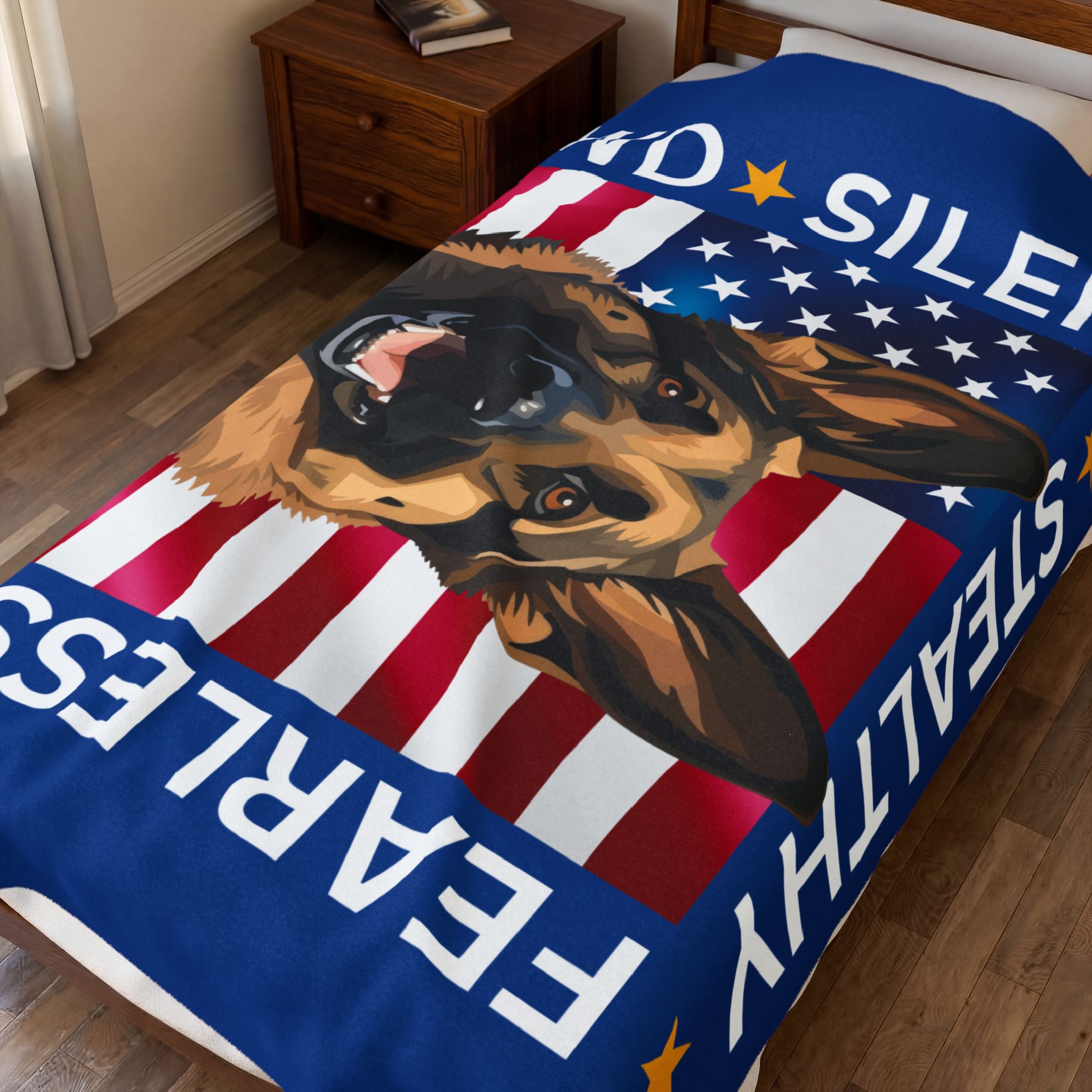 Velveteen Blanket - Silent. Stealthy. Fearless. German Shepherd Art. - Image 7