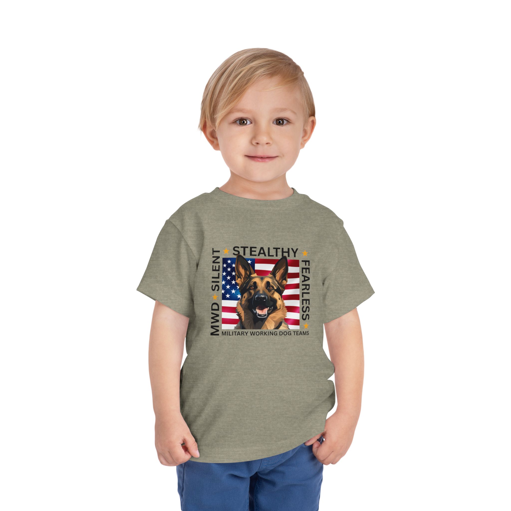 Toddler Tee — "Silent • Stealthy • Fearless" Military Working Dog American Flag - Image 10