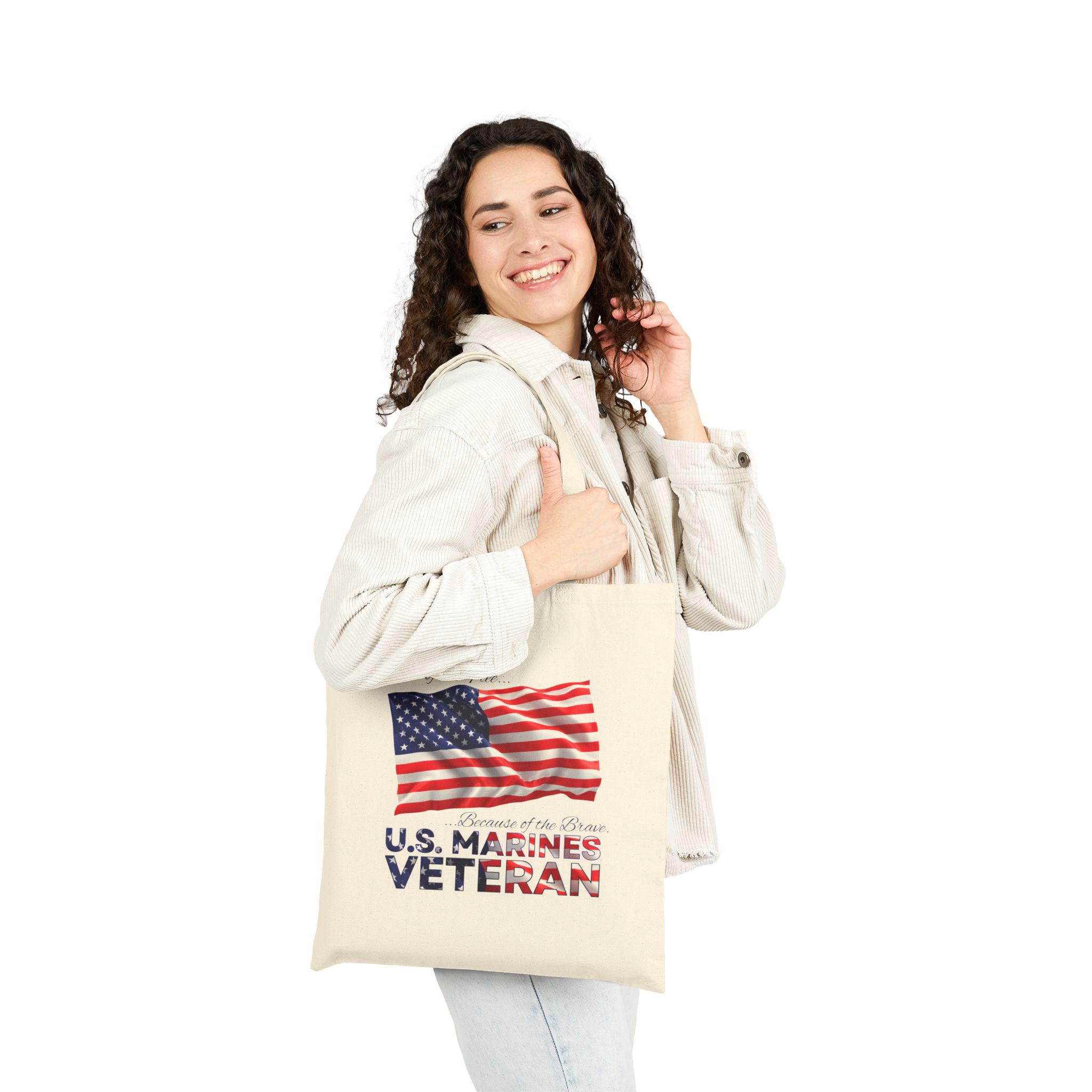 Land Of The Free Because Of The Brave - Marines Veteran Tote Bag - Image 5
