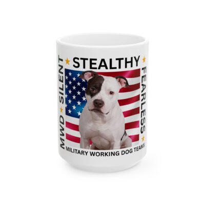MWD “FEARLESS” Mug — Military K9 Coffee Cup (11oz/15oz) American Staffordshire Terrier