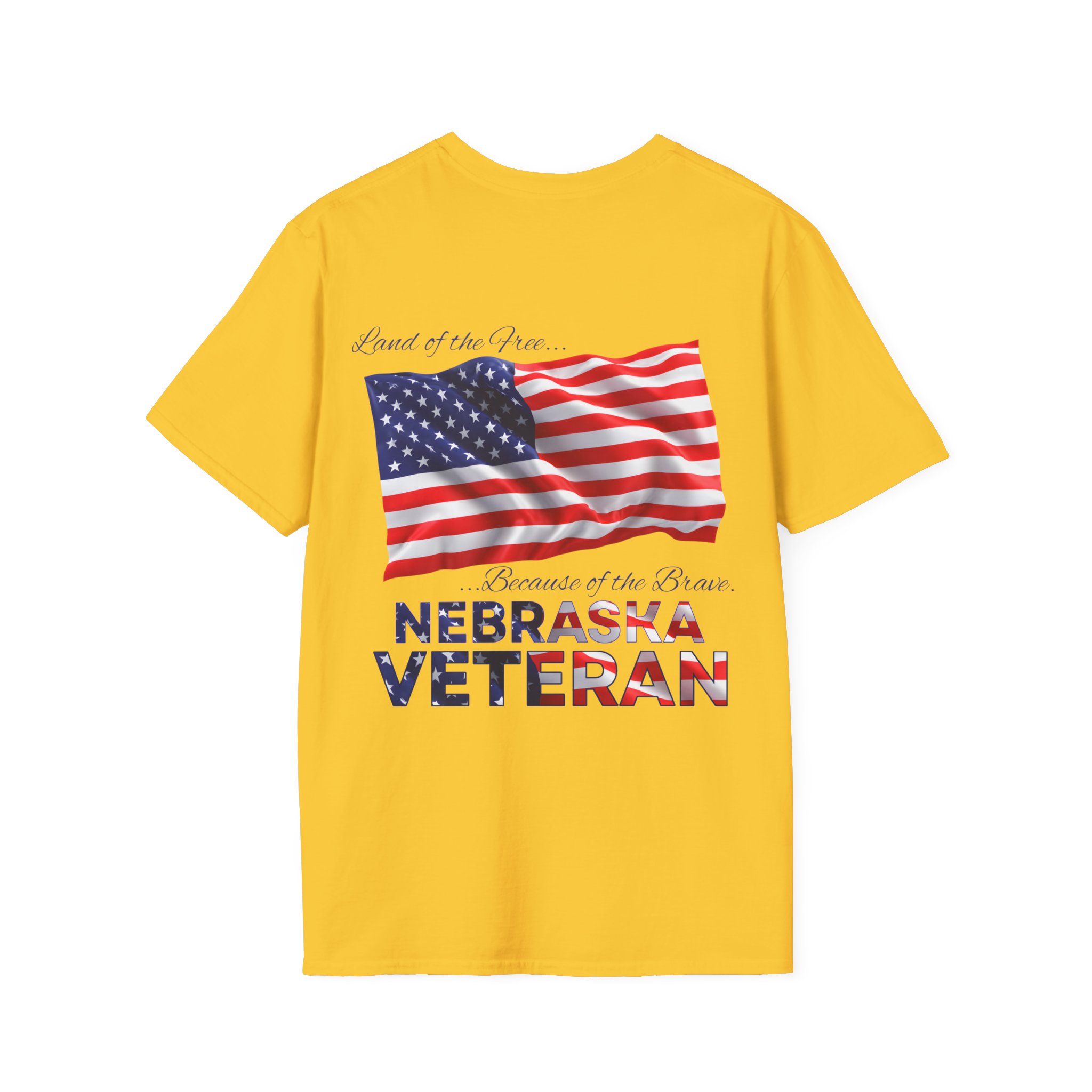Nebraska Veteran T-Shirt — Home of the Brave American Flag Memorial Tee - Image 17