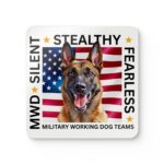 Military Working Dog Coaster Set – Malinois ‘Silent, Stealthy, Fearless’ Cork Drink Coasters - Set of Four