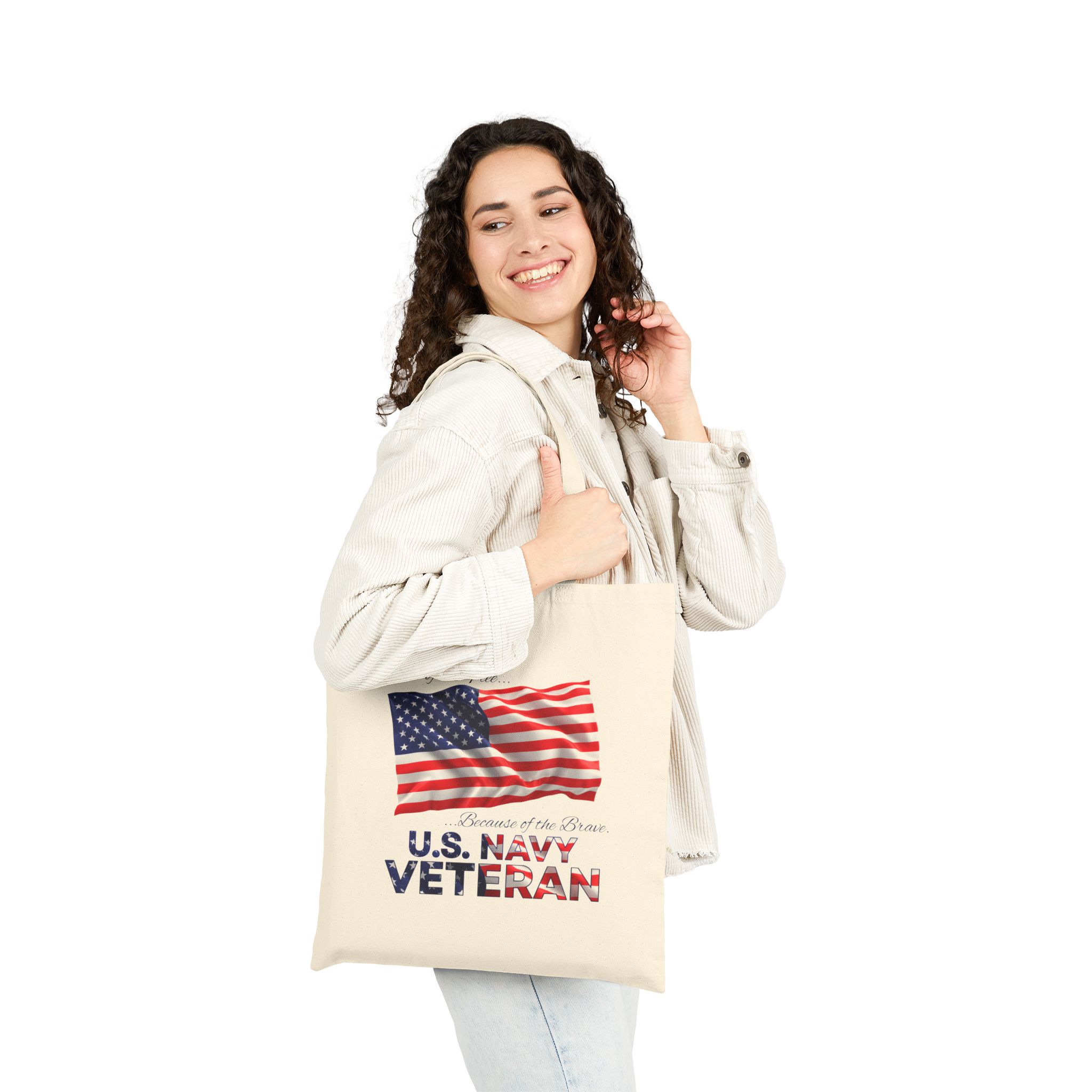 Land Of The Free Because Of The Brave - US Navy Tote Bag - Image 4