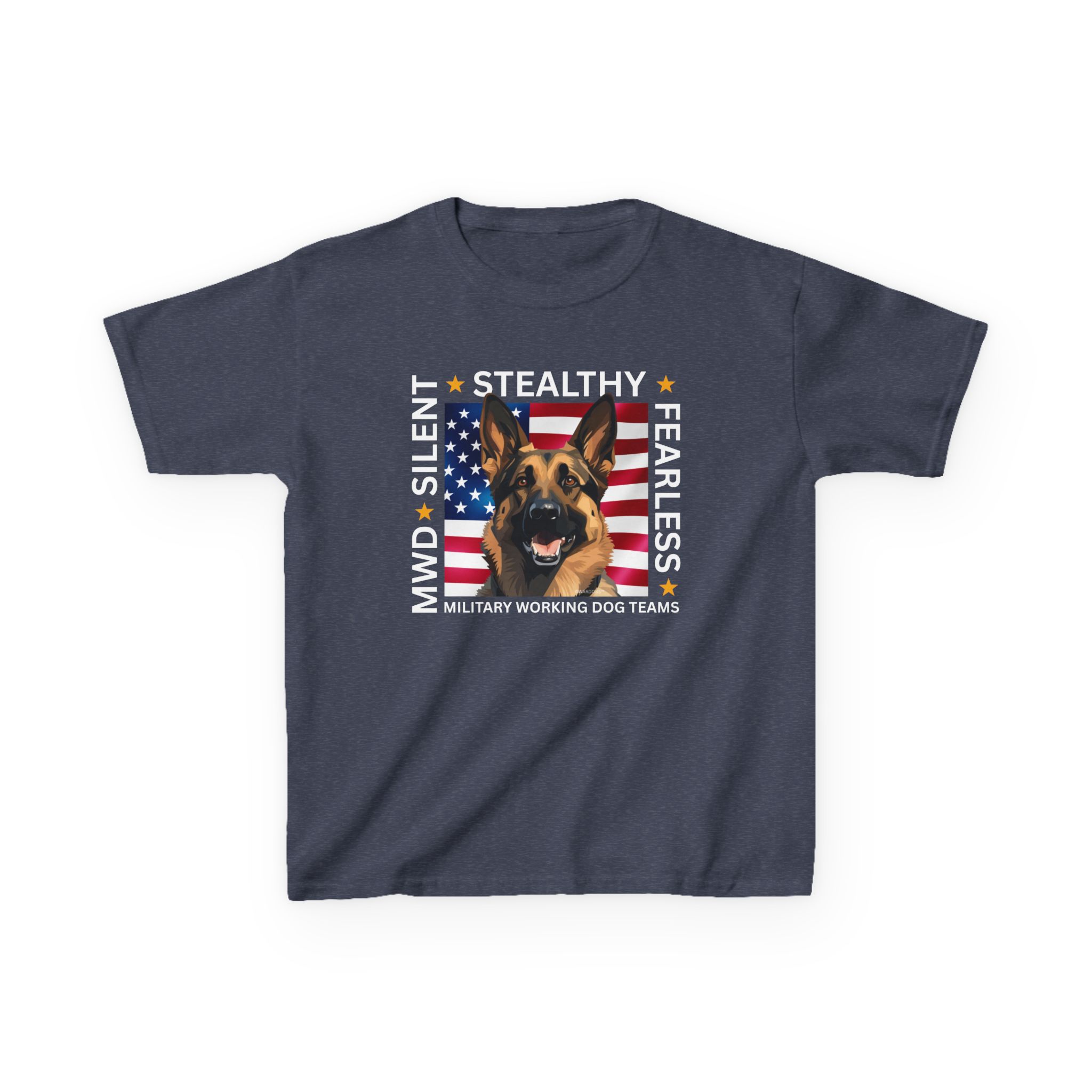 Kids Military Working Dog Tee — "Silent • Stealthy • Fearless" American Flag K9 Shirt - Image 19