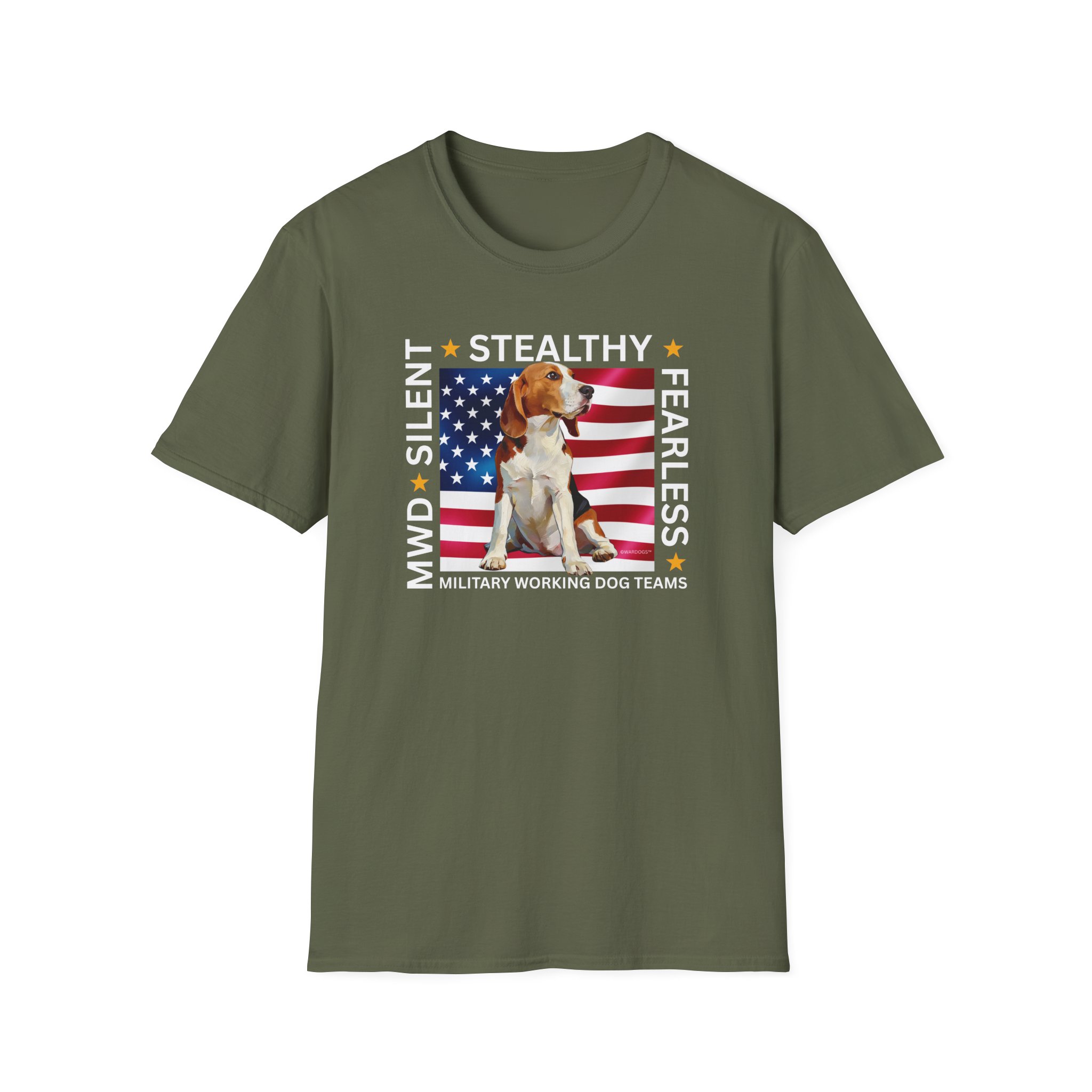 Copy of Military Working Dog T-Shirt — "MWD Silent • Stealthy • Fearless" American Flag K9 Tribute - Beagle - Image 9