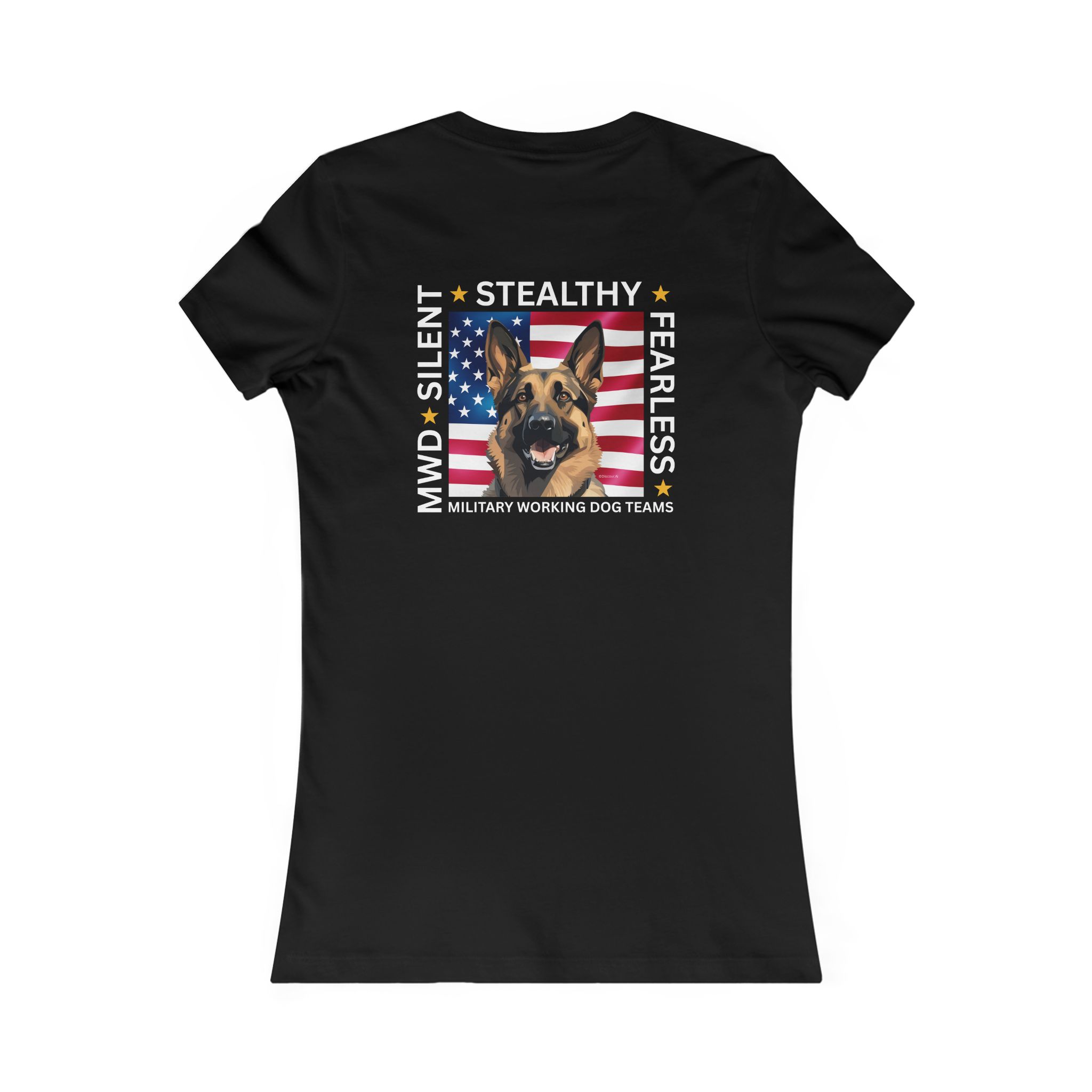 Silent Stealthy Fearless, American Flag - Womens Tee Back - Image 3