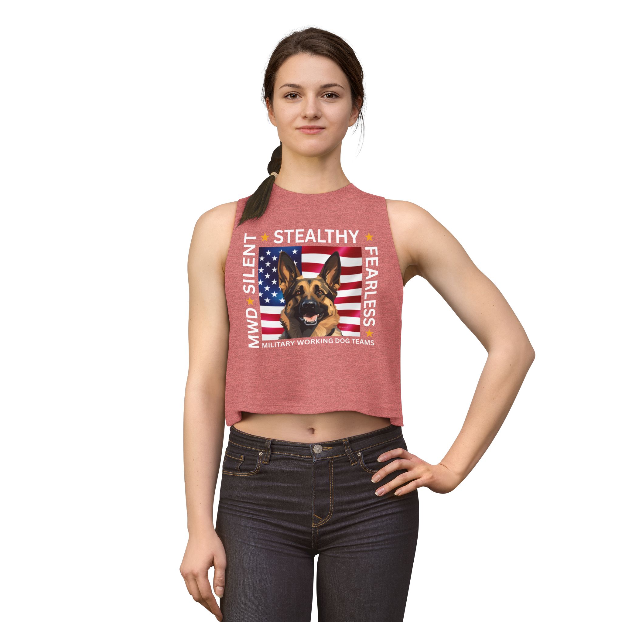Patriotic German Shepherd Crop Top — American Flag Dog Tee - Image 5