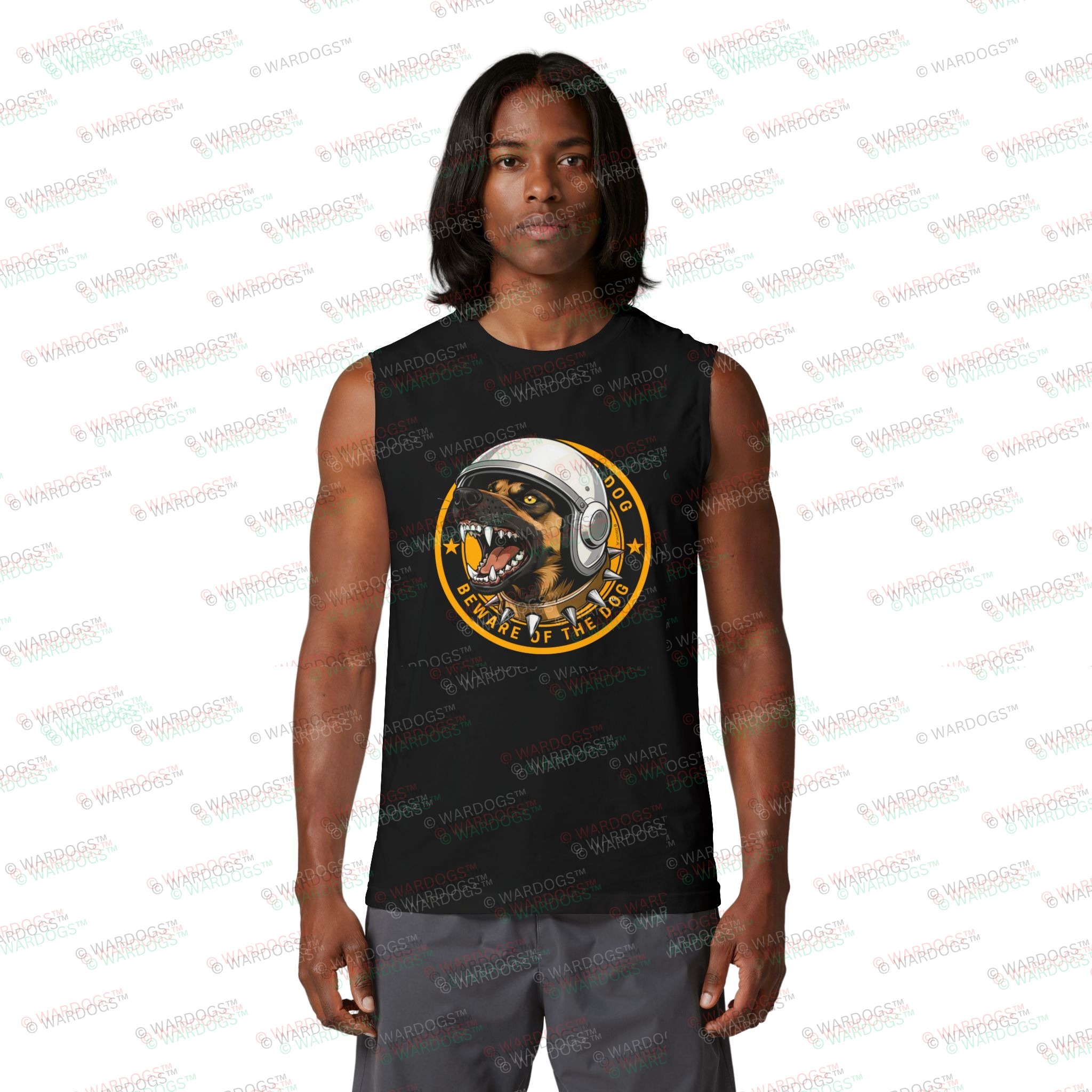 "Beware of the Dog" Astronaut Muscle Tank - US Space Force K9 - Image 5