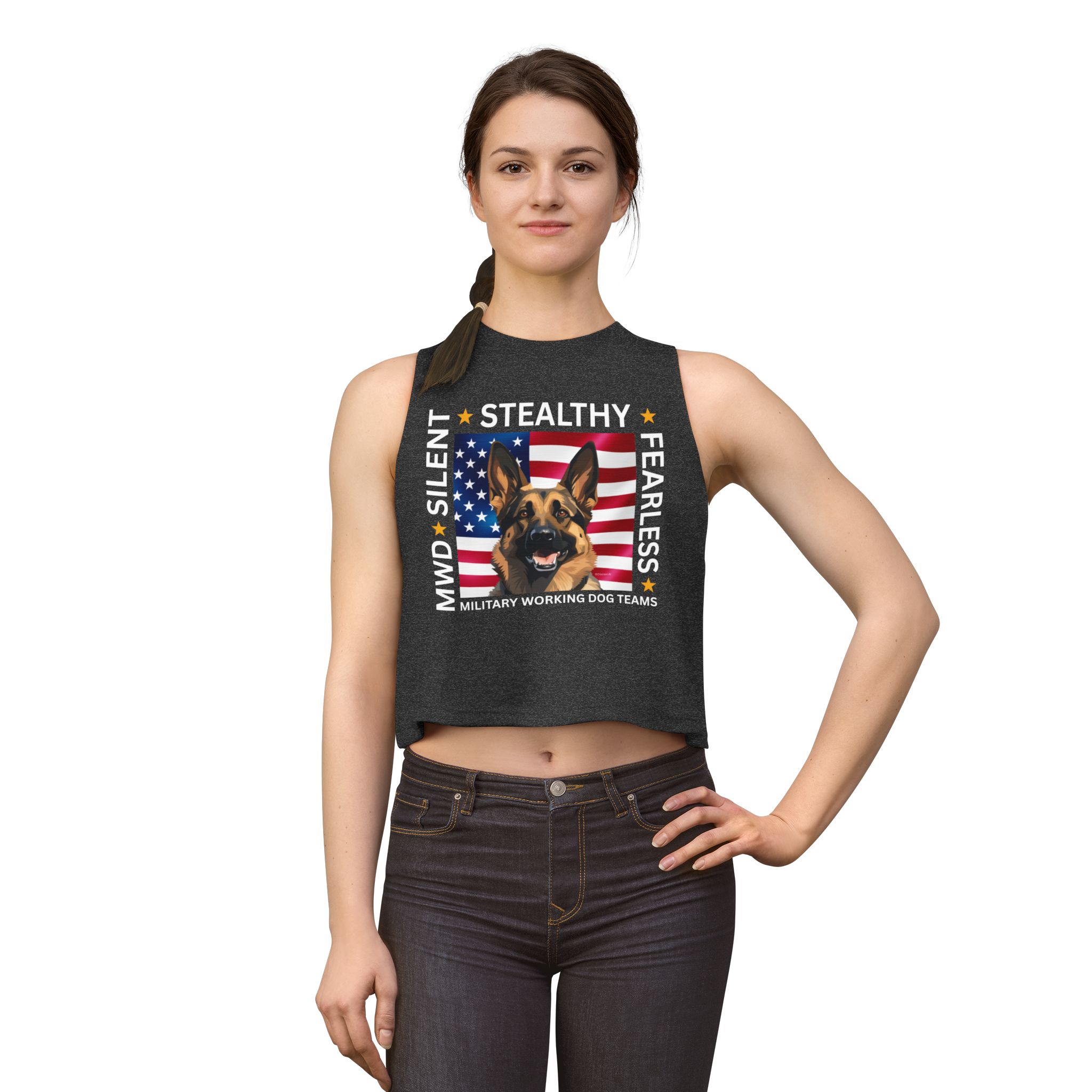 Patriotic German Shepherd Crop Top — American Flag Dog Tee - Image 13