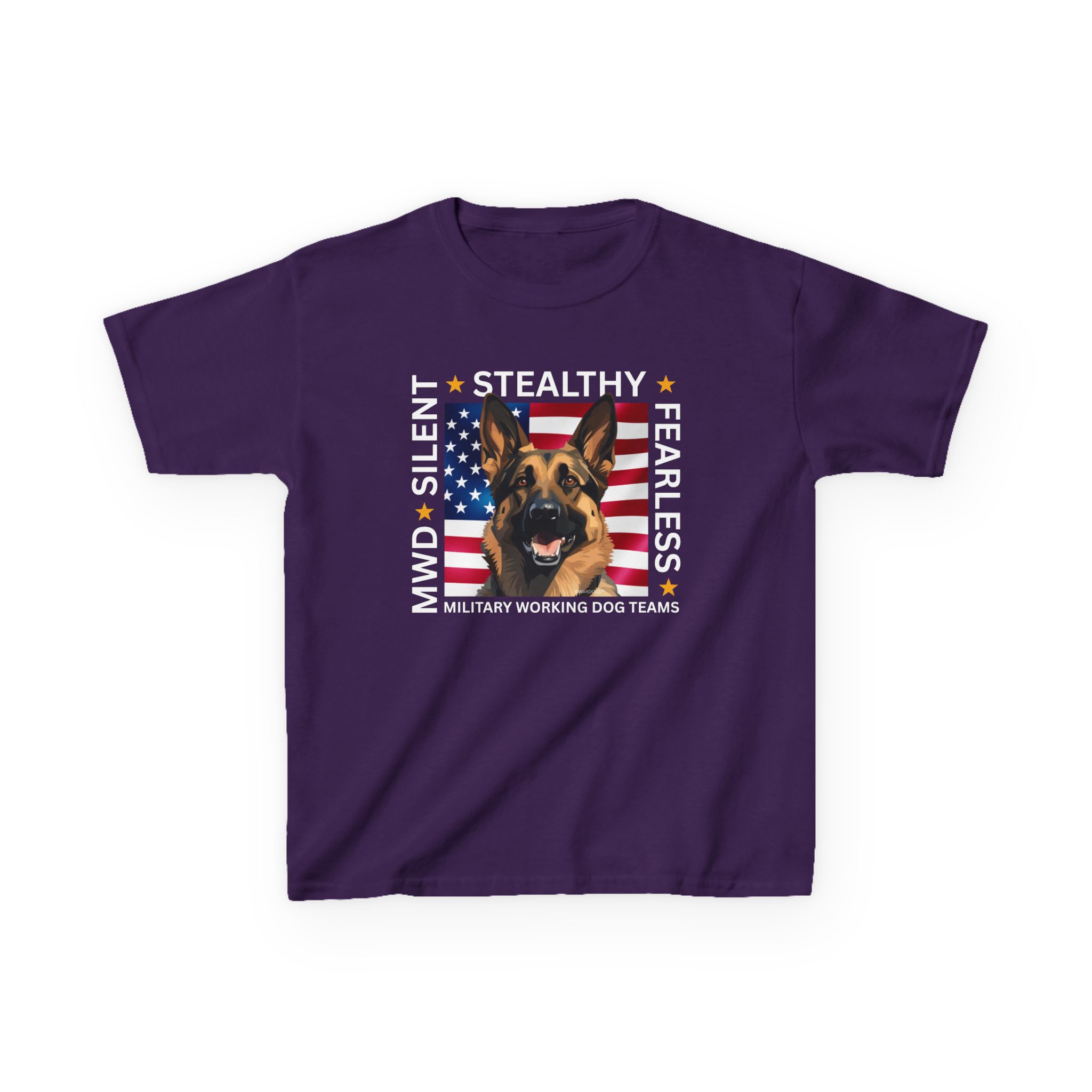 Kids Military Working Dog Tee — "Silent • Stealthy • Fearless" American Flag K9 Shirt - Image 23
