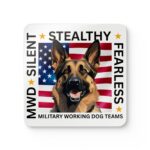 Military Working Dog Coaster Set — American Flag German Shepherd Cork Coasters - Set of Four
