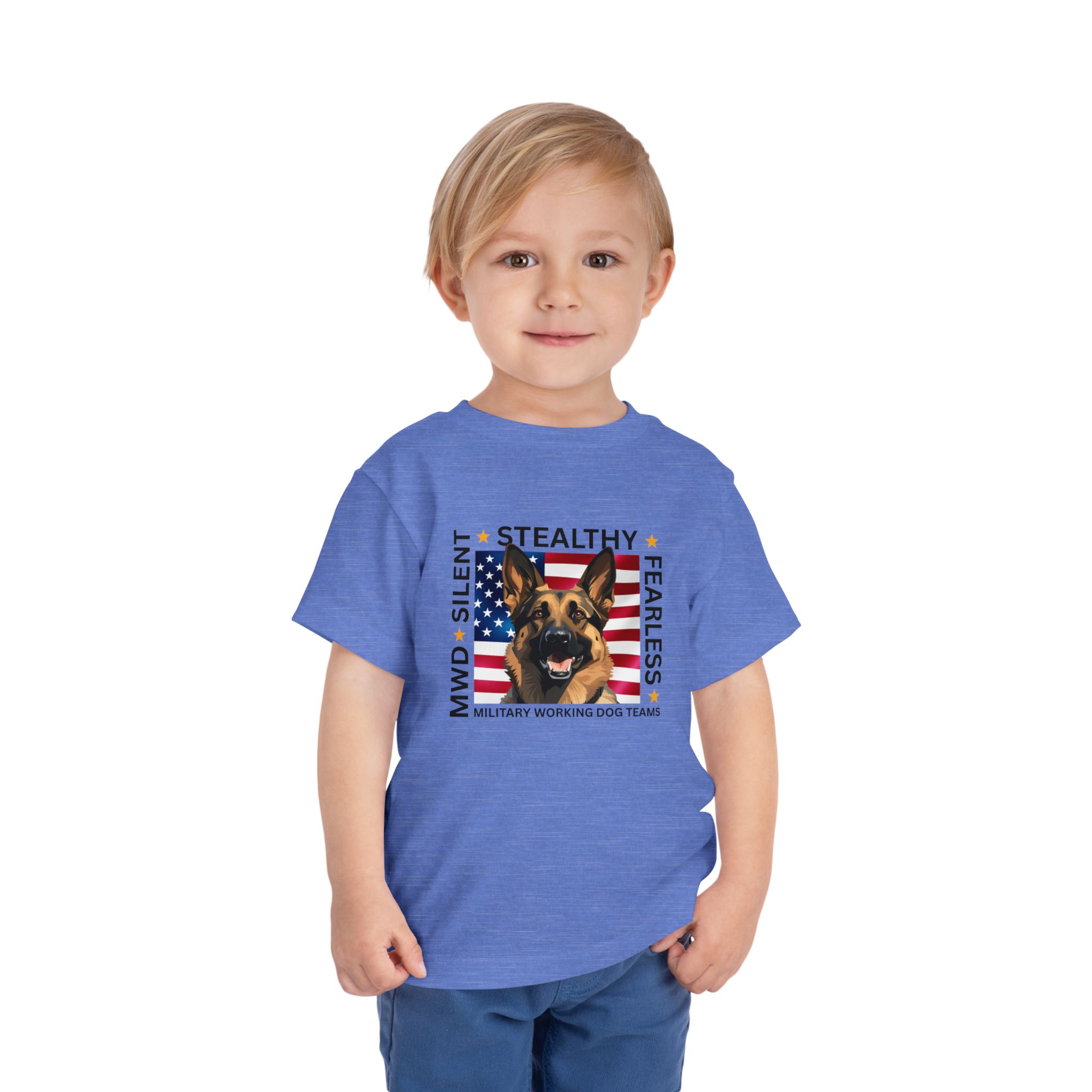Toddler Tee — "Silent • Stealthy • Fearless" Military Working Dog American Flag - Image 14