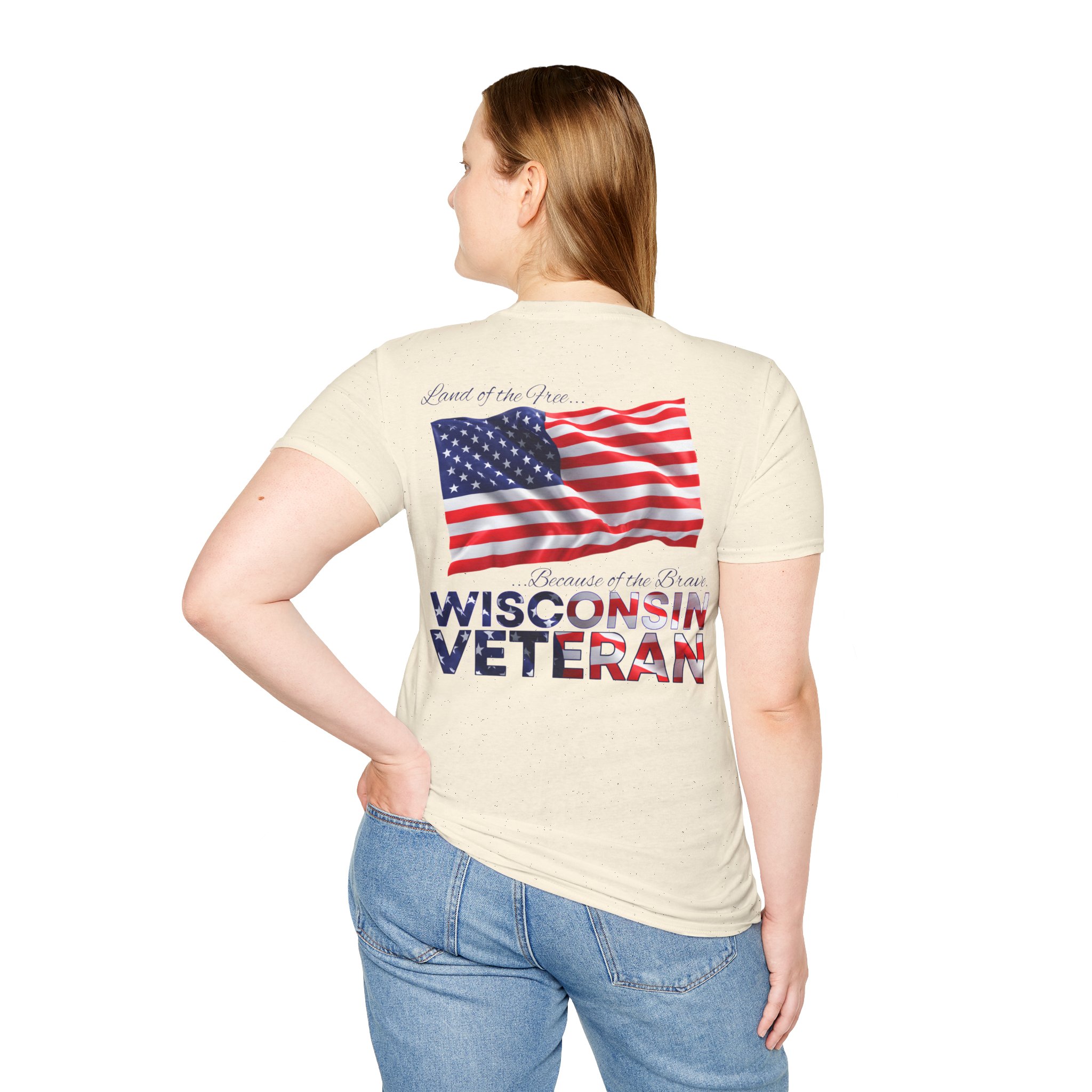 Wisconsin Veteran T-Shirt — Home of the Brave American Flag Memorial Tee - Image 9