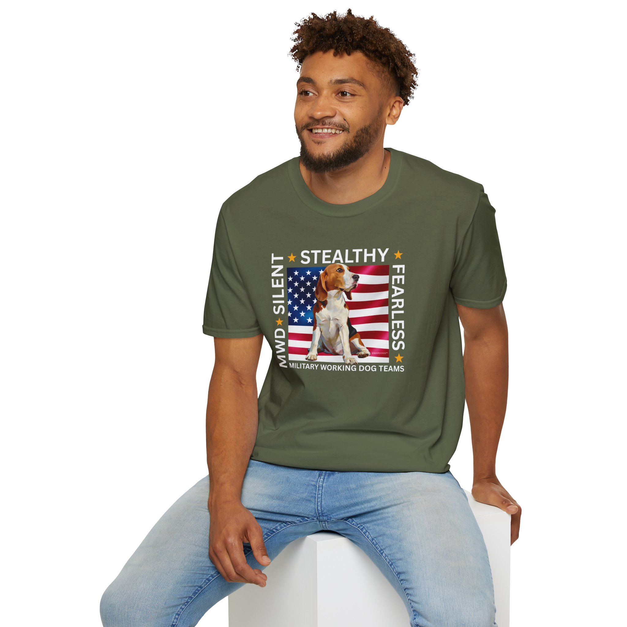 Copy of Military Working Dog T-Shirt — "MWD Silent • Stealthy • Fearless" American Flag K9 Tribute - Beagle - Image 11