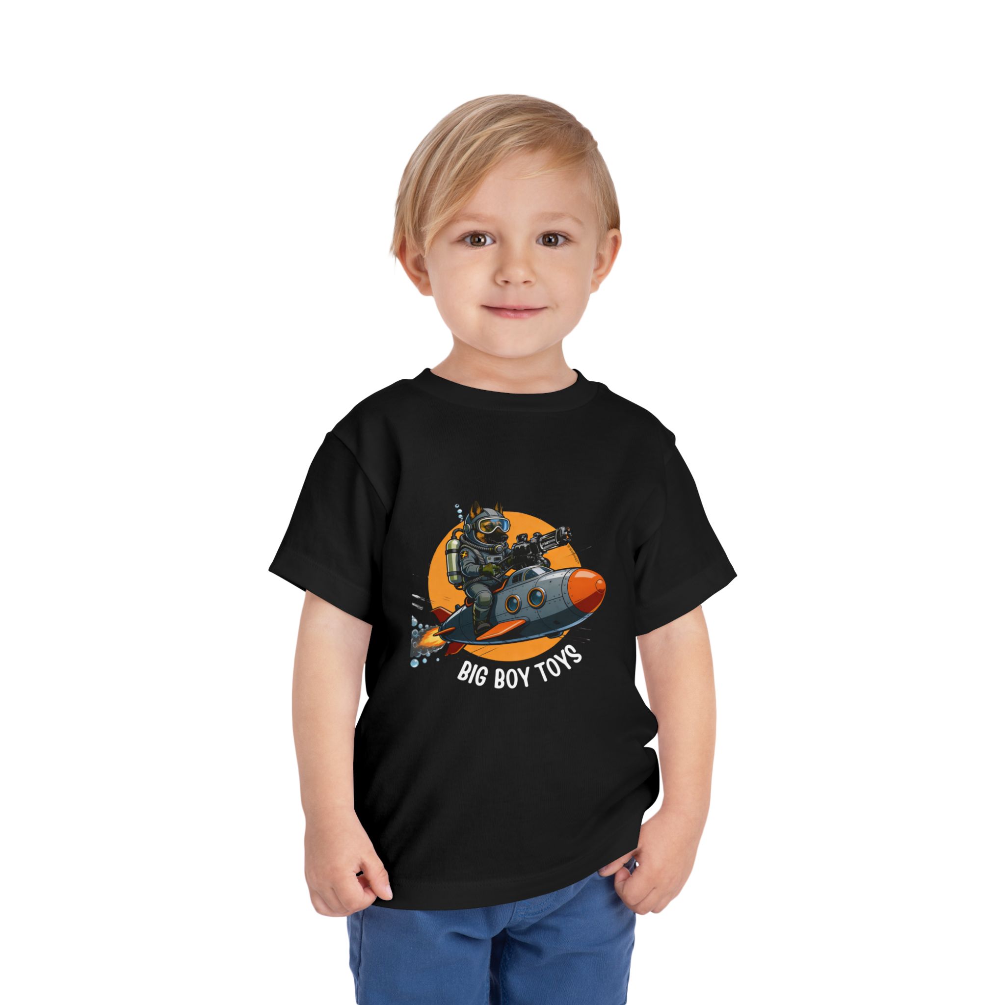 Toddler Tee — Big Boy Toys Submarine Pilot Dog Graphic Shirt - Image 4