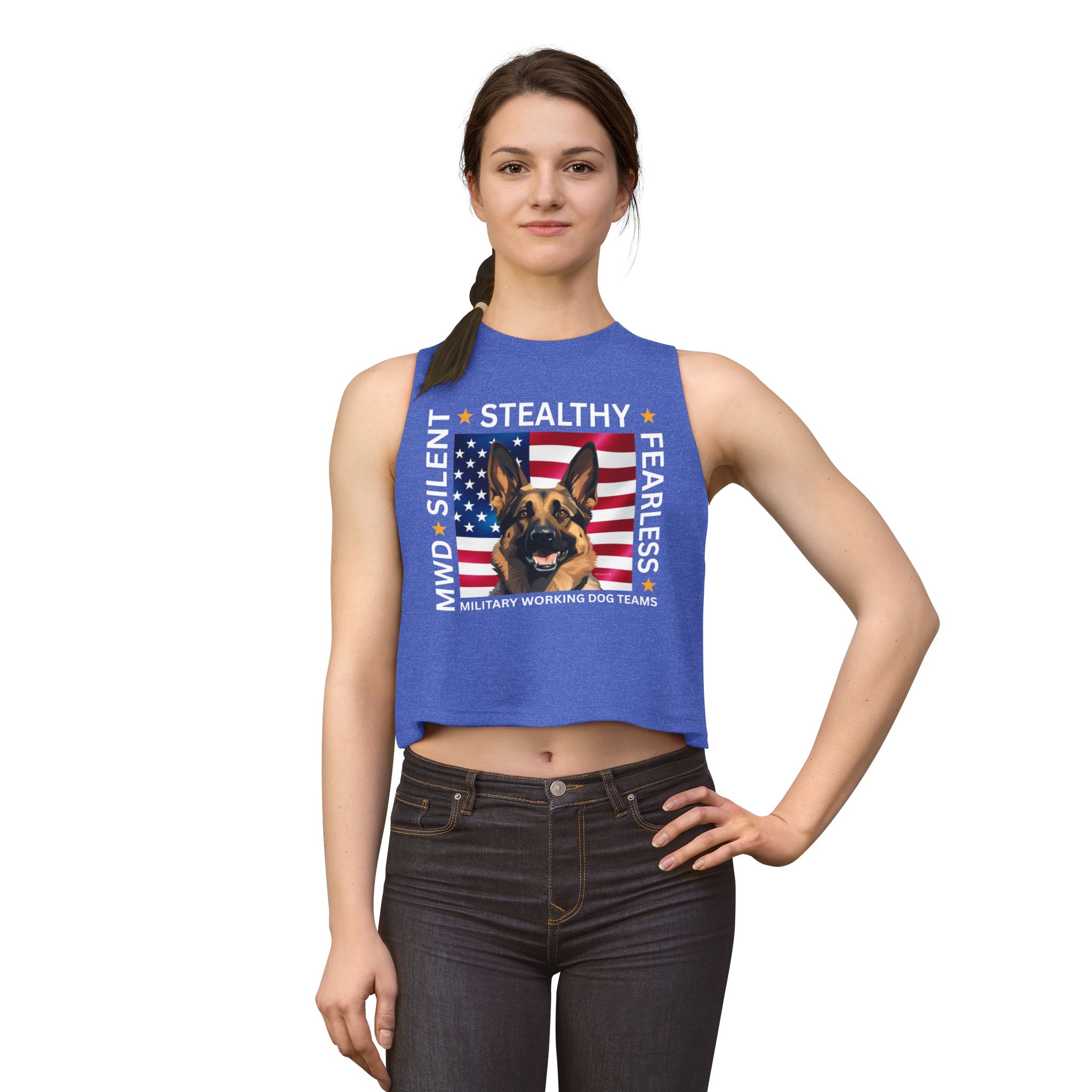 Patriotic German Shepherd Crop Top — American Flag Dog Tee - Image 9