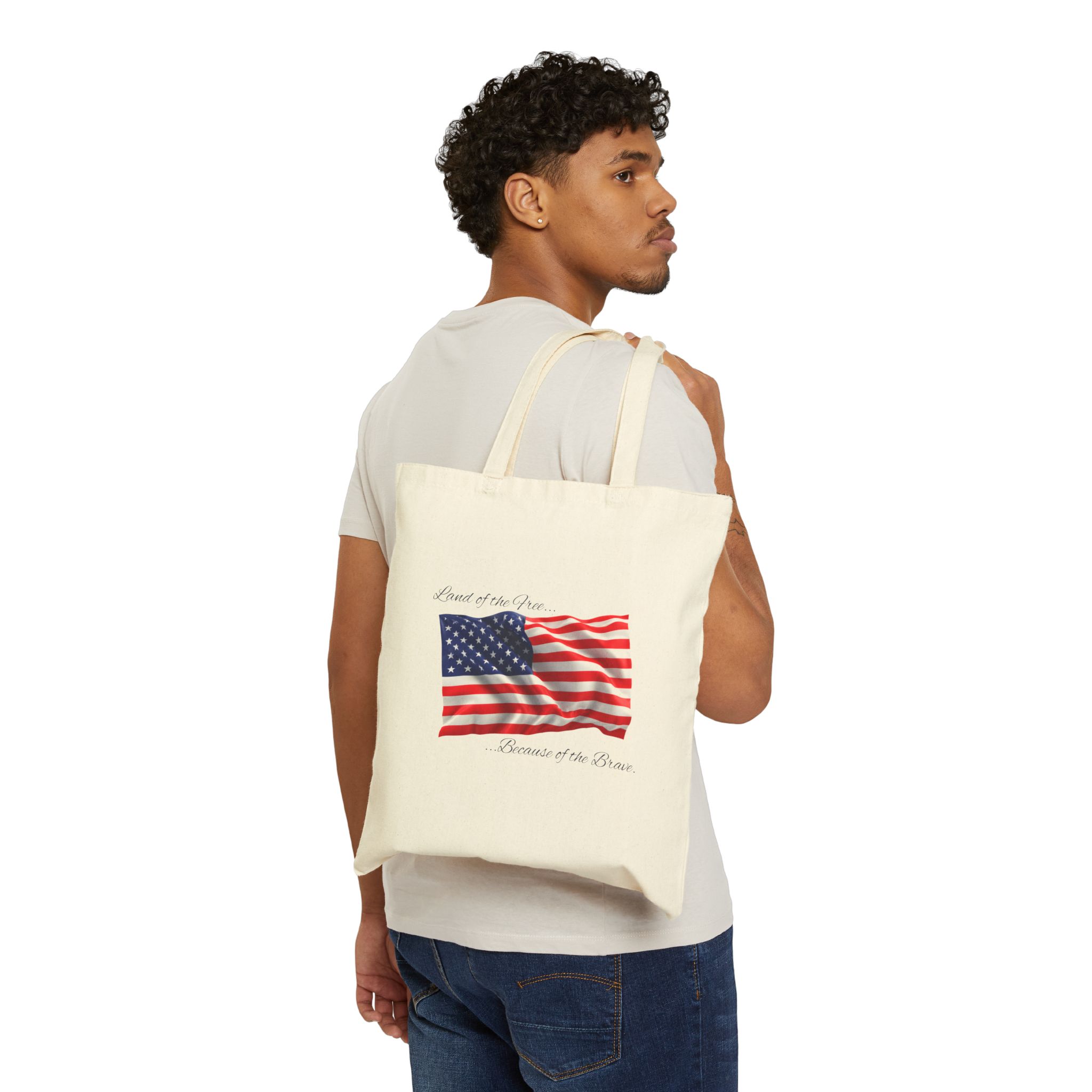 Land Of The Free Because Of The Brave - US Patriotic Tote Bag - Image 7
