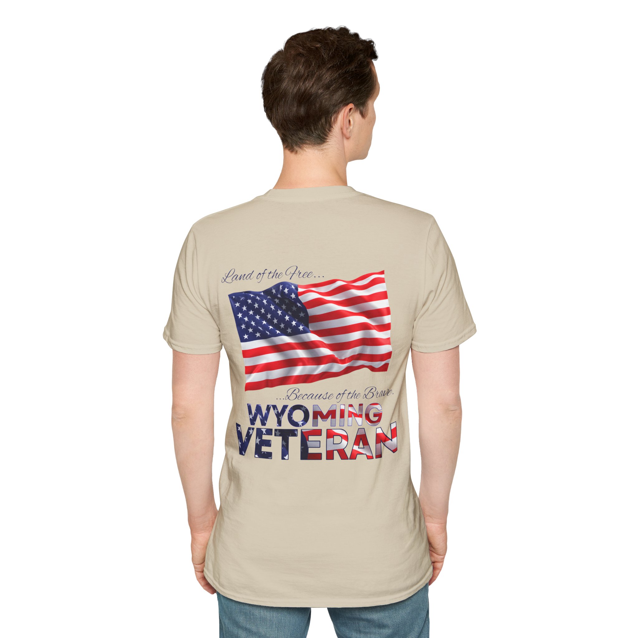 Wyoming Veteran T-Shirt — Home of the Brave American Flag Memorial Tee - Image 3