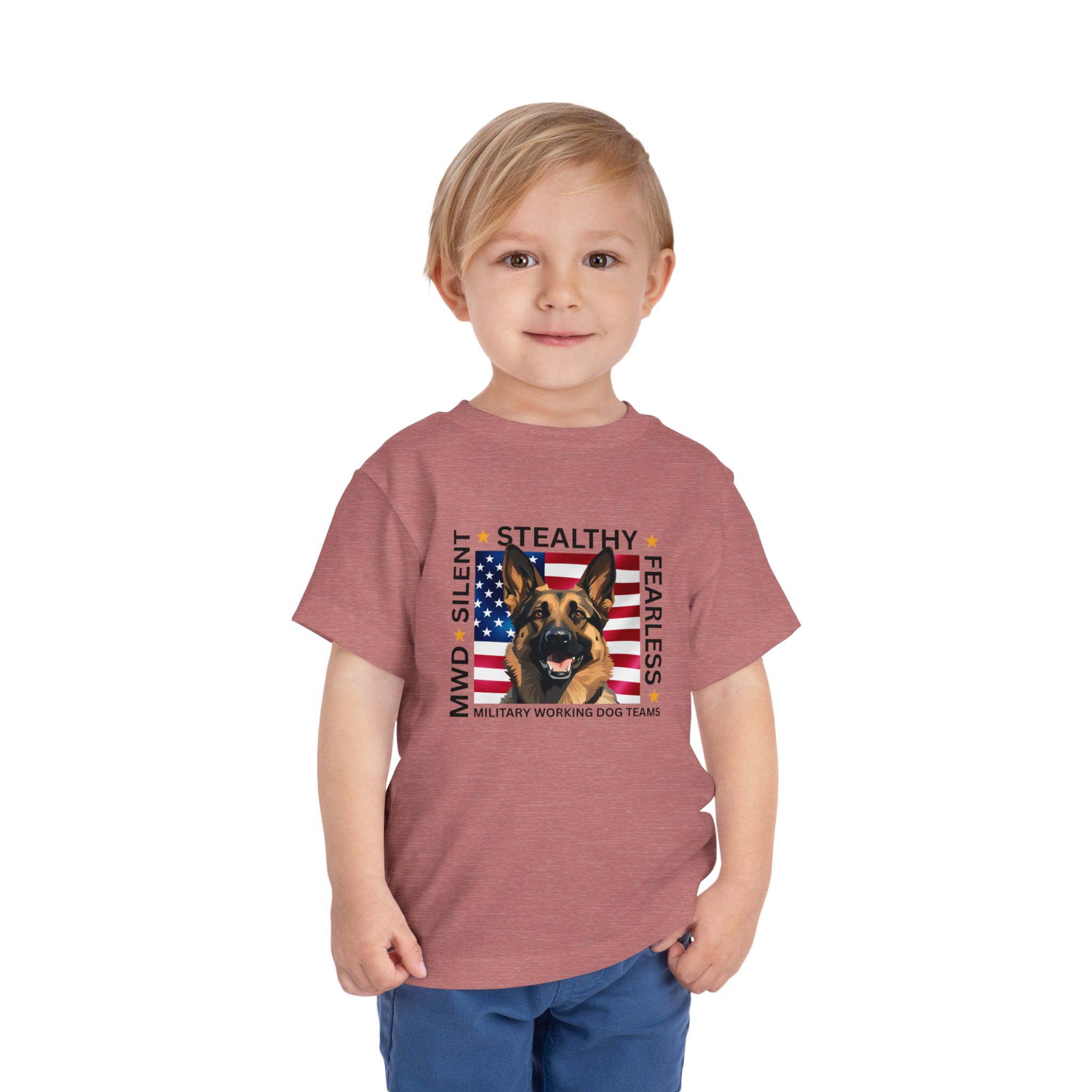 Toddler Tee — "Silent • Stealthy • Fearless" Military Working Dog American Flag - Image 6